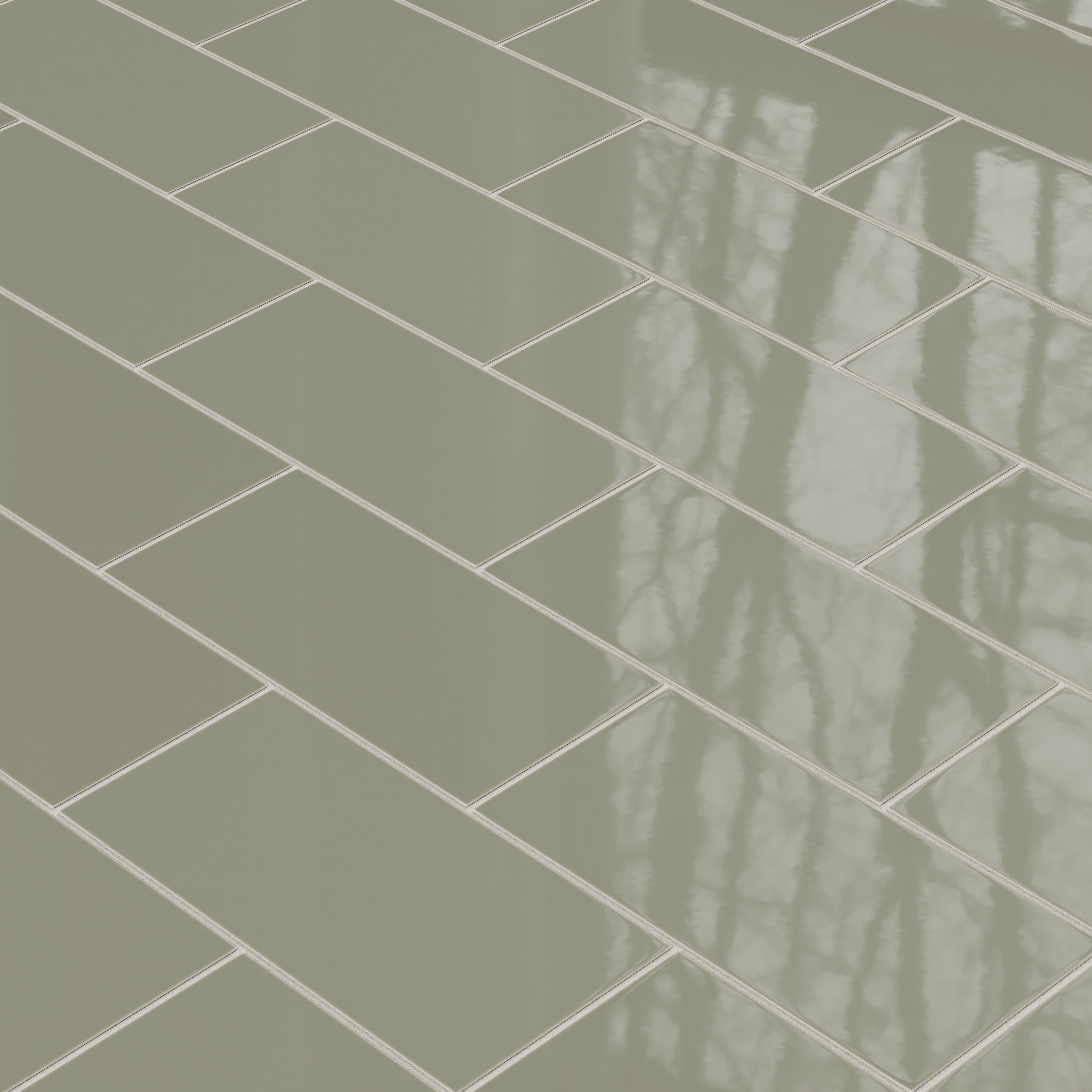 6x12 Natural Press Ceramic Tile in Fern Gloss