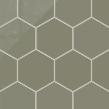 8" Hexagon Natural Press Ceramic Tile in Fern Gloss