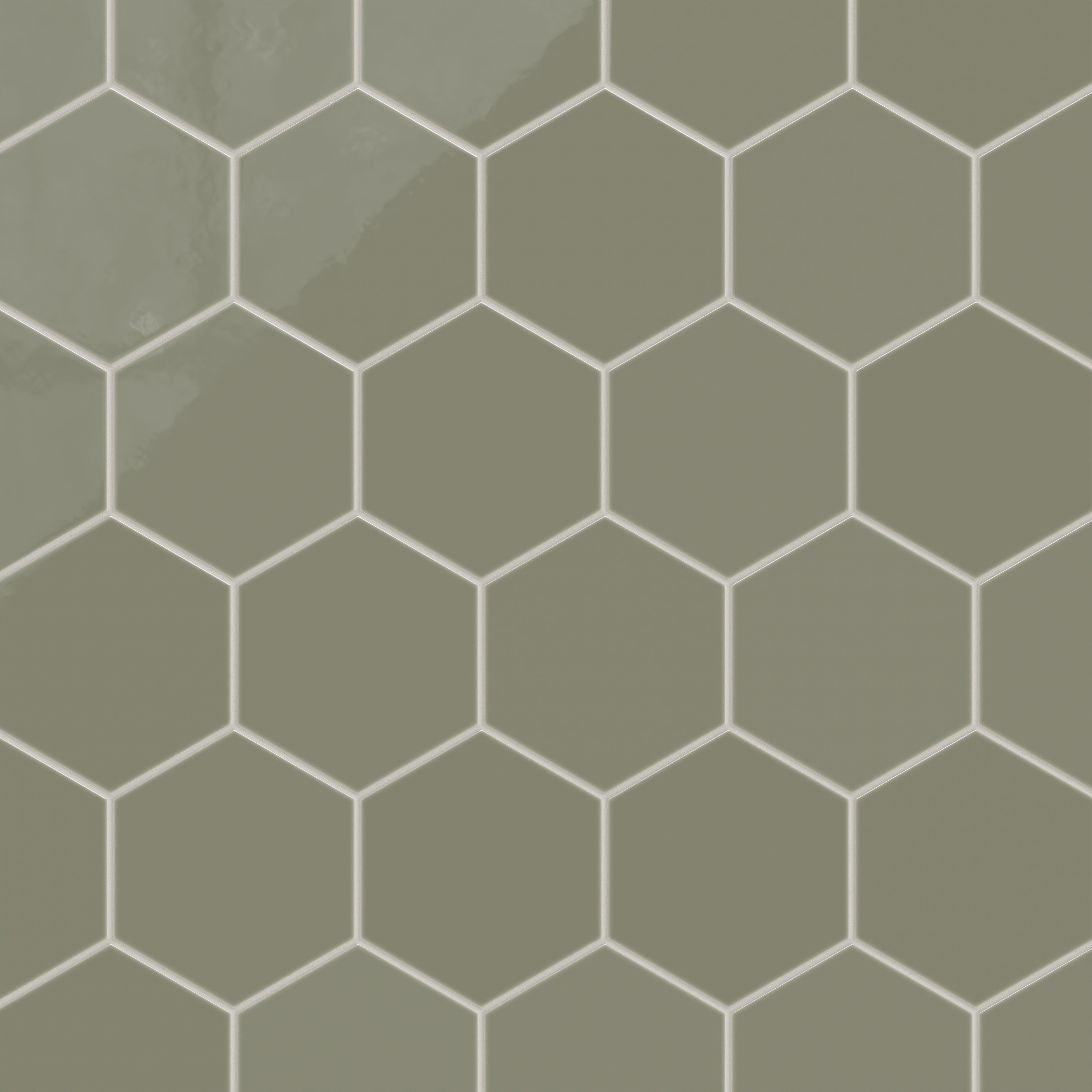 8" Hexagon Natural Press Ceramic Tile in Fern Gloss