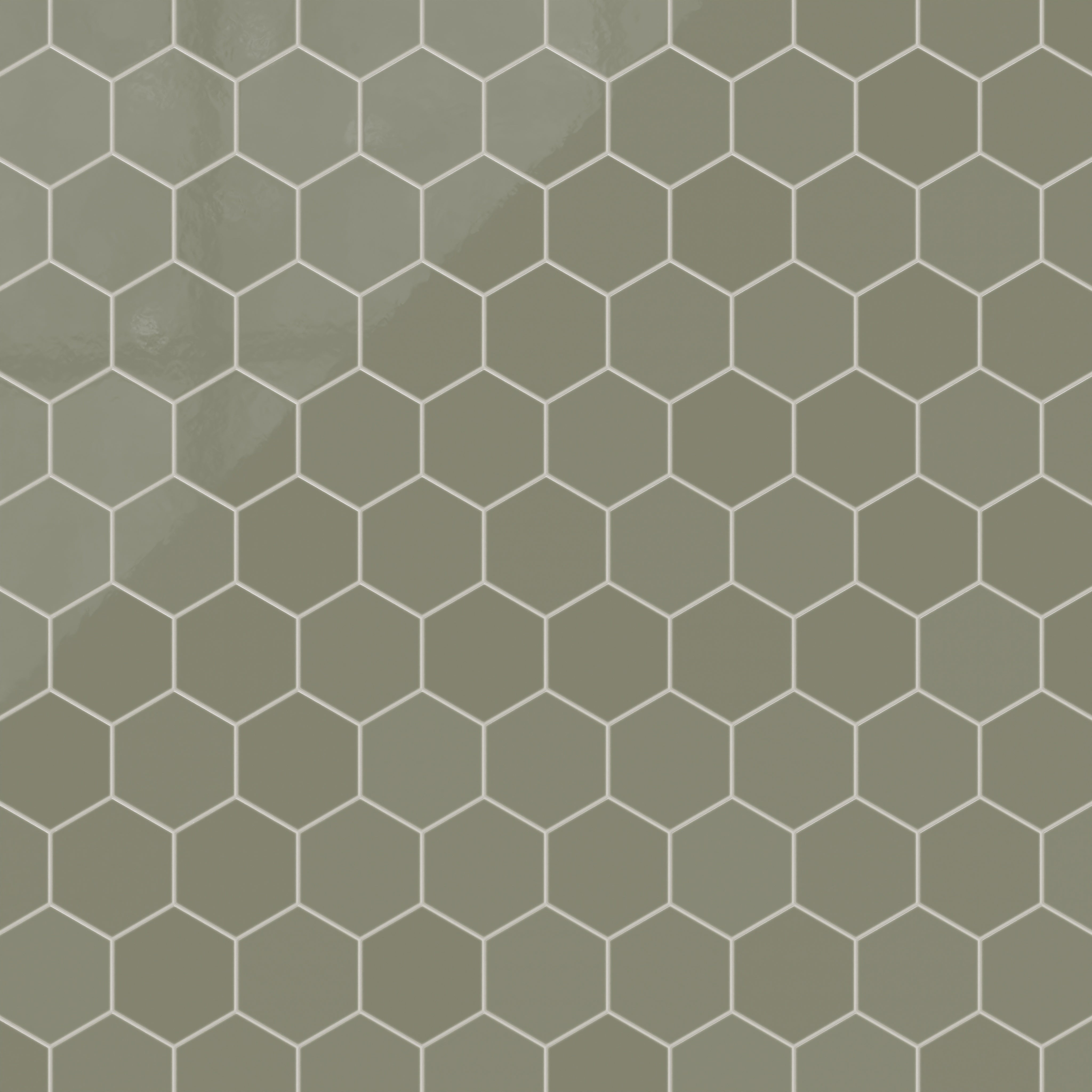 8" Hexagon Natural Press Ceramic Tile in Fern Gloss