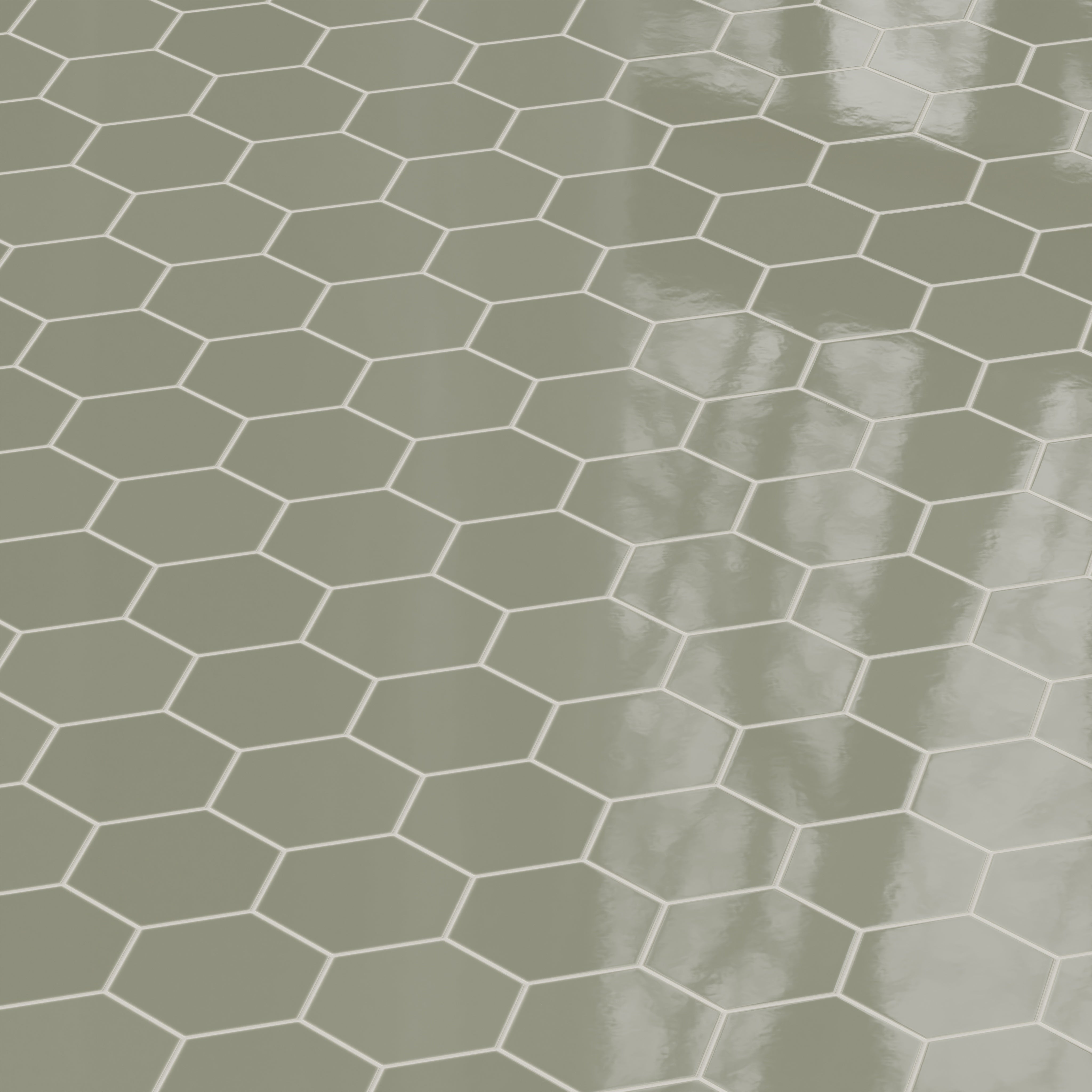 8" Hexagon Natural Press Ceramic Tile in Fern Gloss