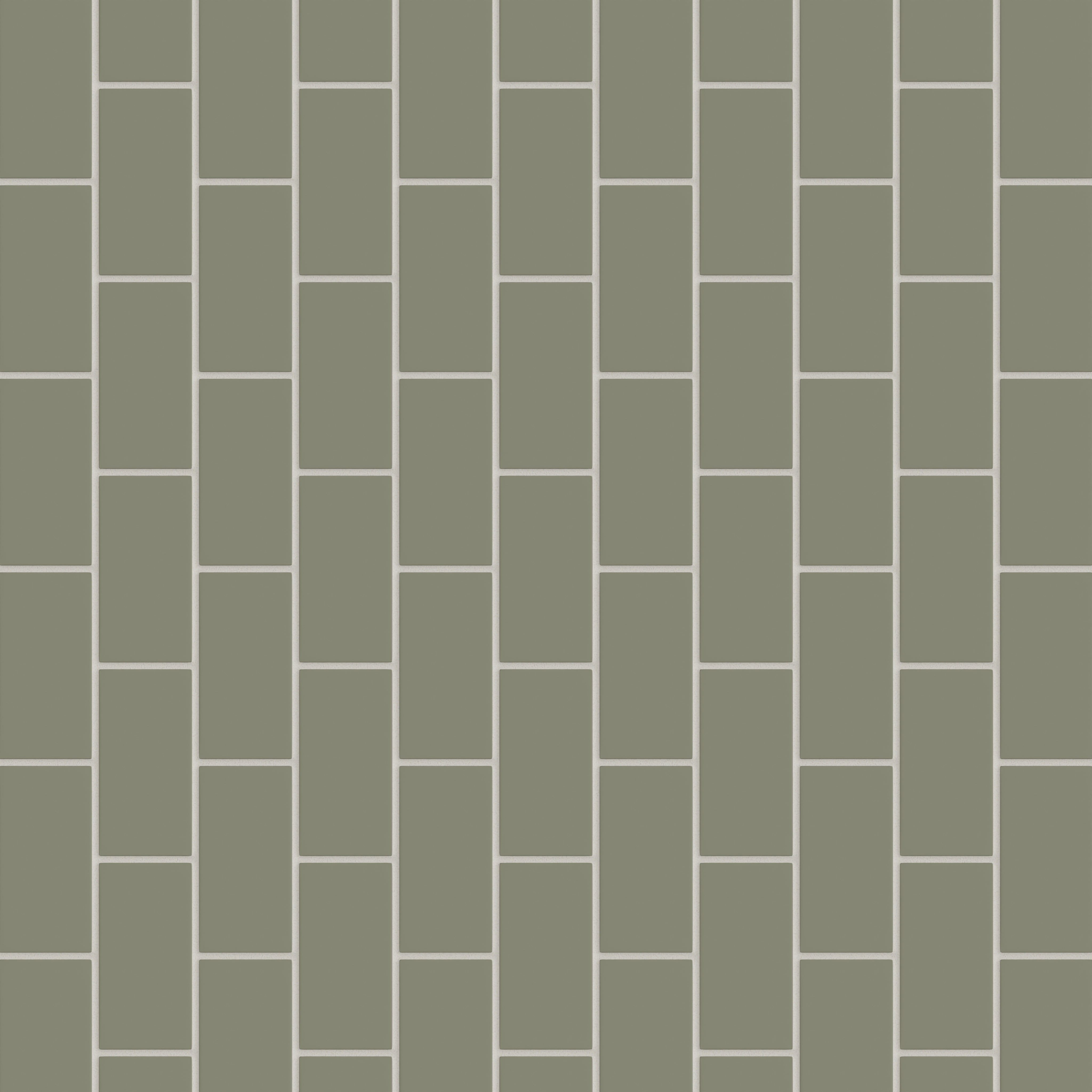 2x4 Half Offset Sheeted Natural Press Ceramic Mosaic Tile in Fern Matte