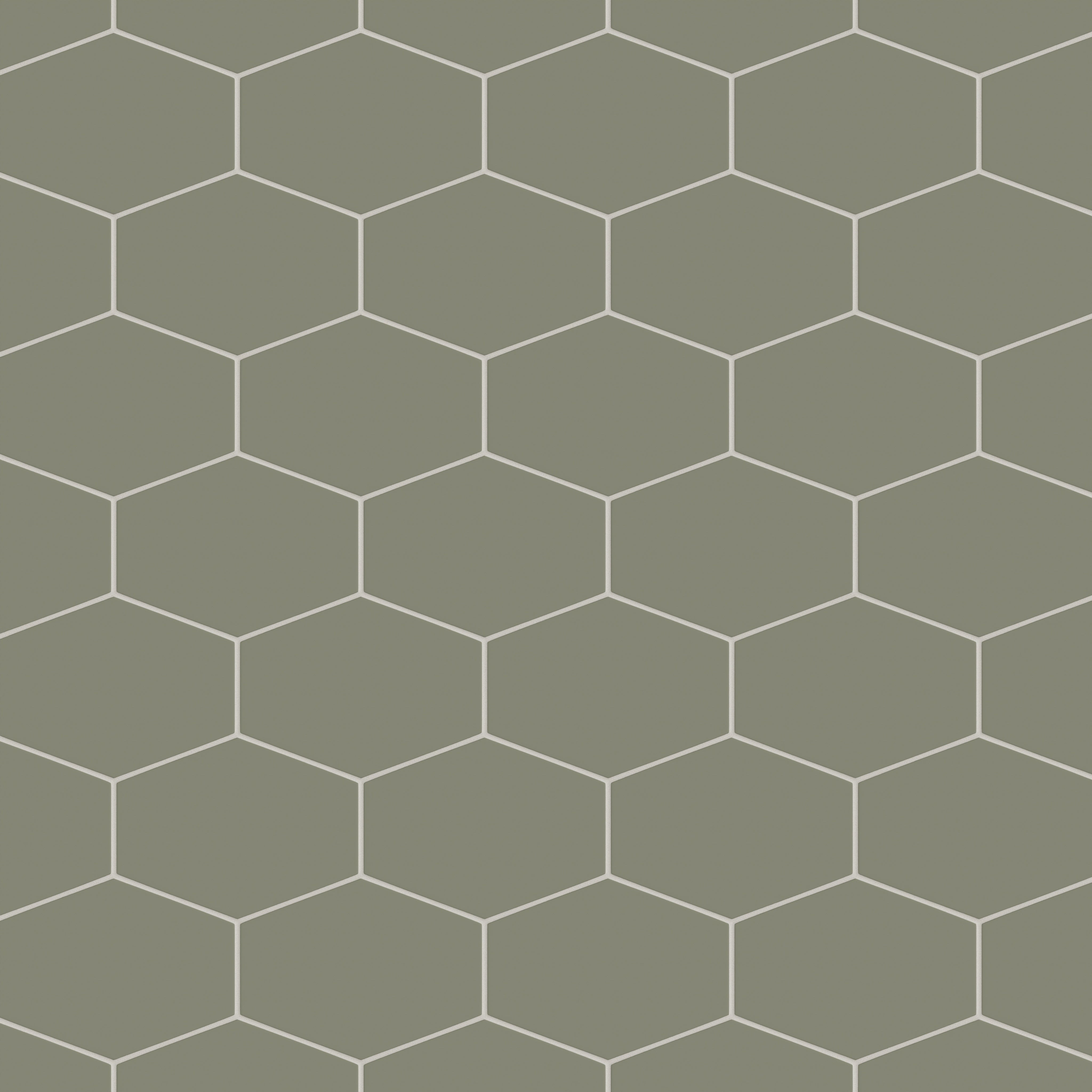 Elongated Hexagon Natural Press Ceramic Tile in Fern Matte
