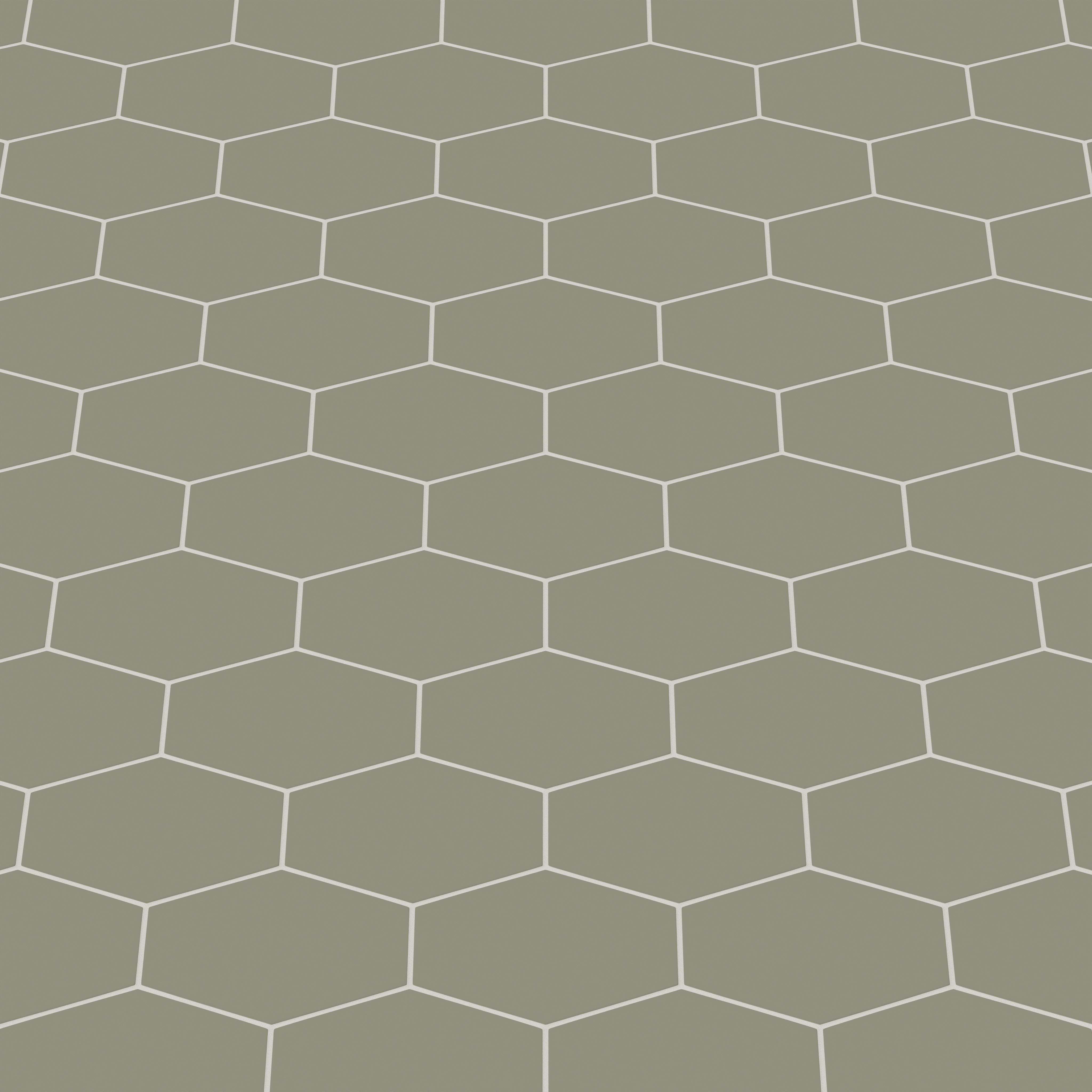 Elongated Hexagon Natural Press Ceramic Tile in Fern Matte