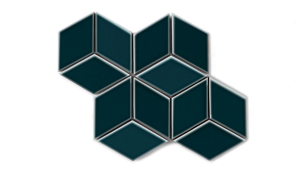 Small Diamond Sheeted - Escher Original Ceramic Mosaic Tile in Caspian Sea Gloss