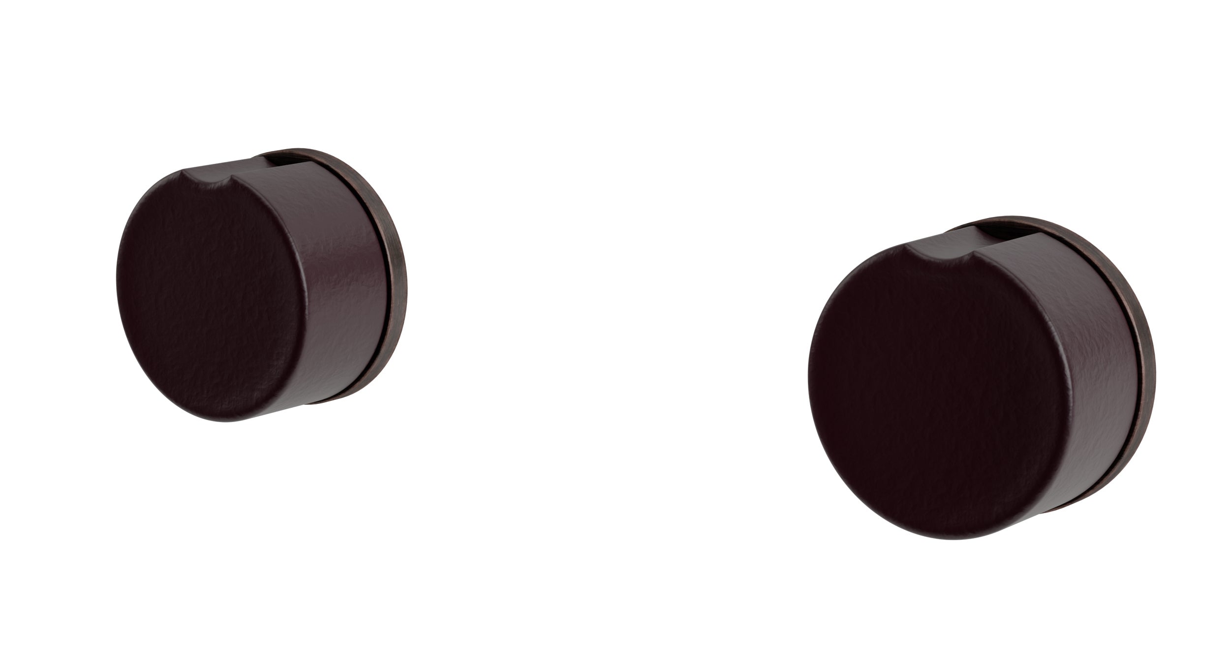 Foundry Two Handle Wall Mount Bath Trim with Groove Ceramic Knob Handles in Antique Bronze