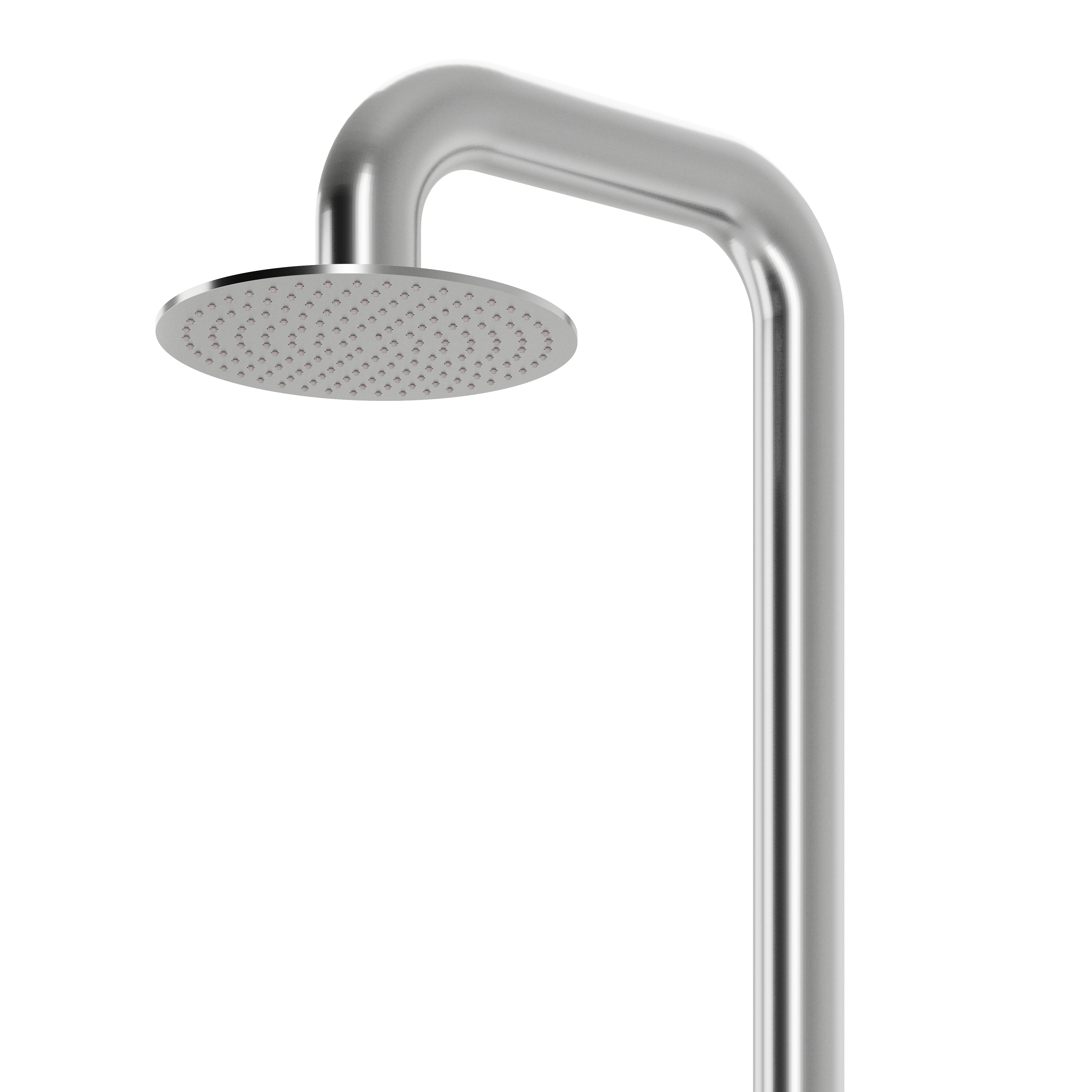 Contour Outdoor Shower Pressure Balance with 12" Rain Head and Hand Shower in Stainless Steel