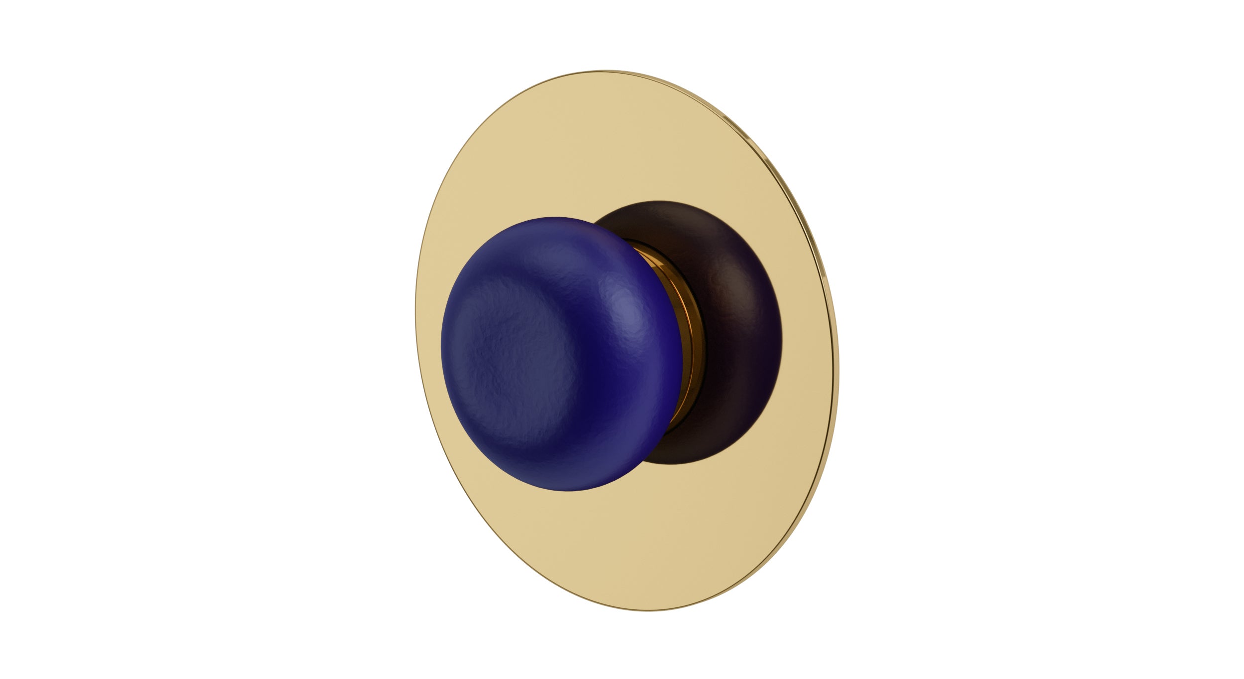 Foundry One Handle Wall Mount Shower Trim with Pebble Ceramic Knob Handle in Polished Brass
