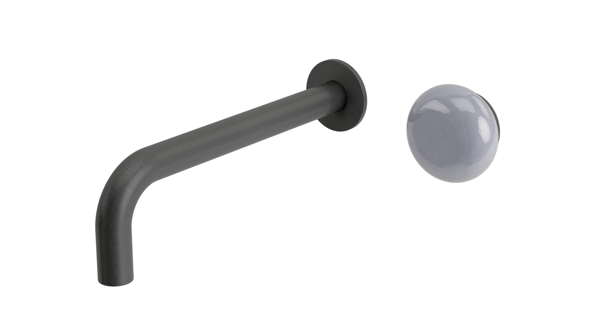 Foundry One Handle Wall Mount 7.5" Lavatory Faucet with Pebble Ceramic Knob Handle in Blackened Nickel
