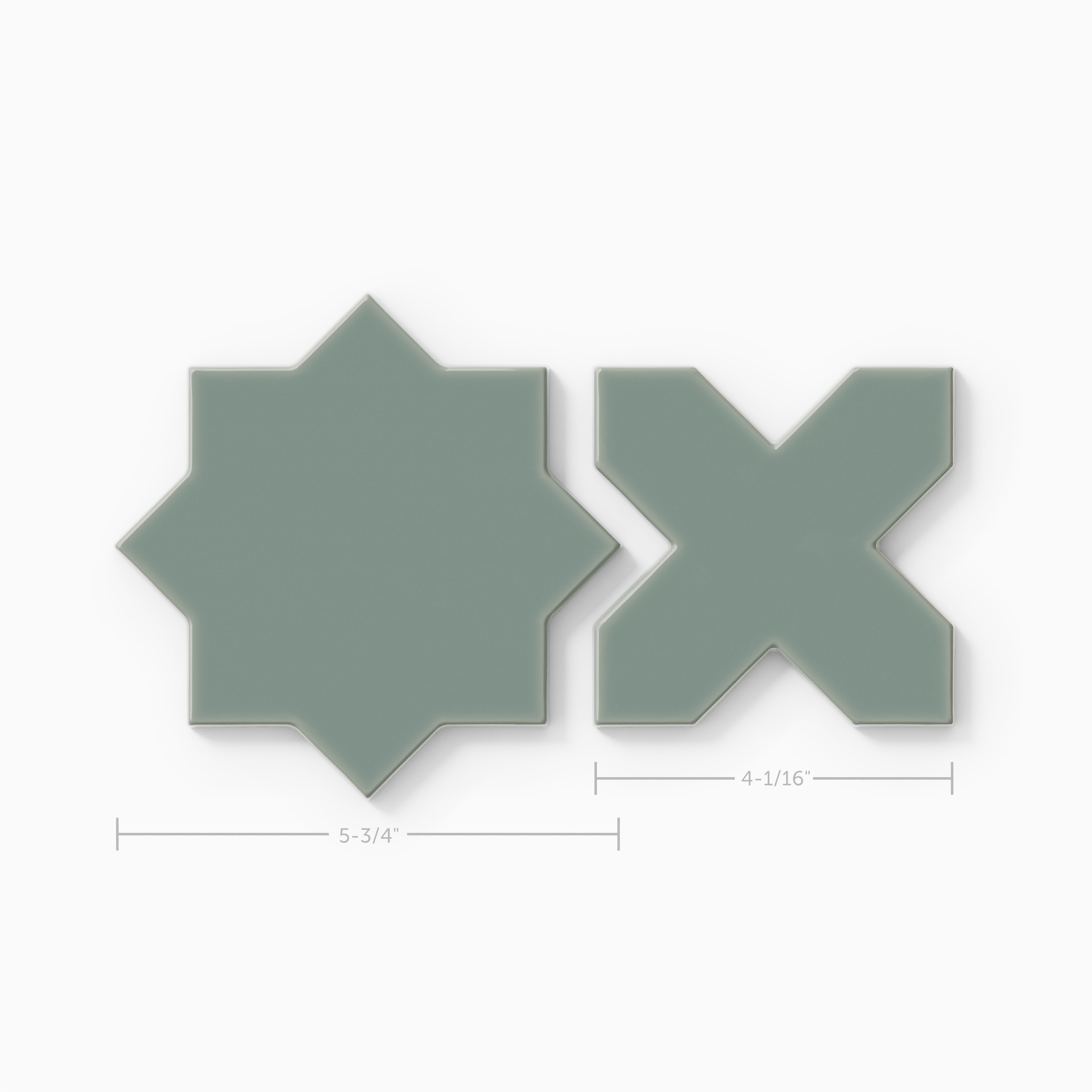 Mini Star & Cross Original Ceramic Tile in Flagstone Gloss