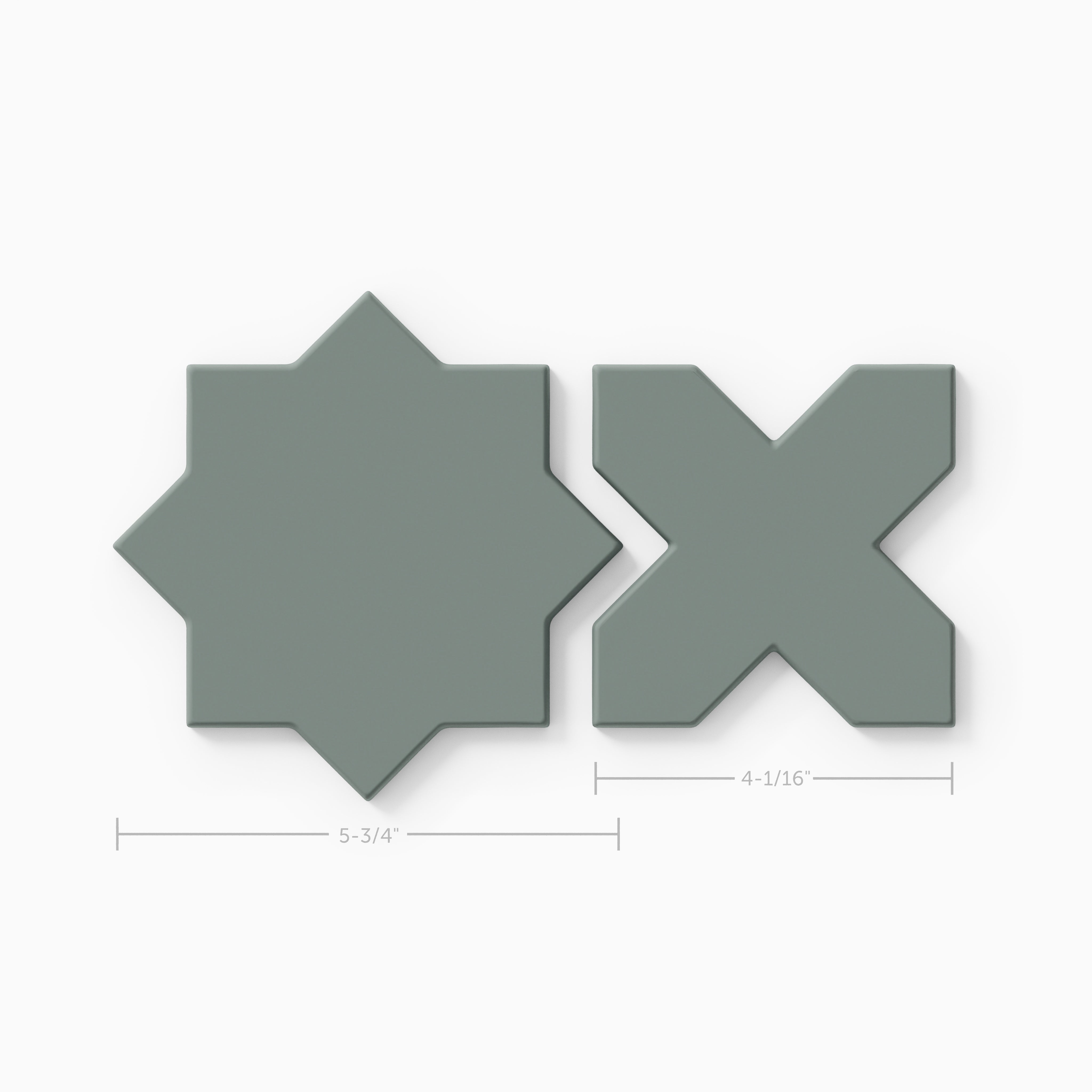 Mini Star & Cross Original Ceramic Tile in Flagstone Matte