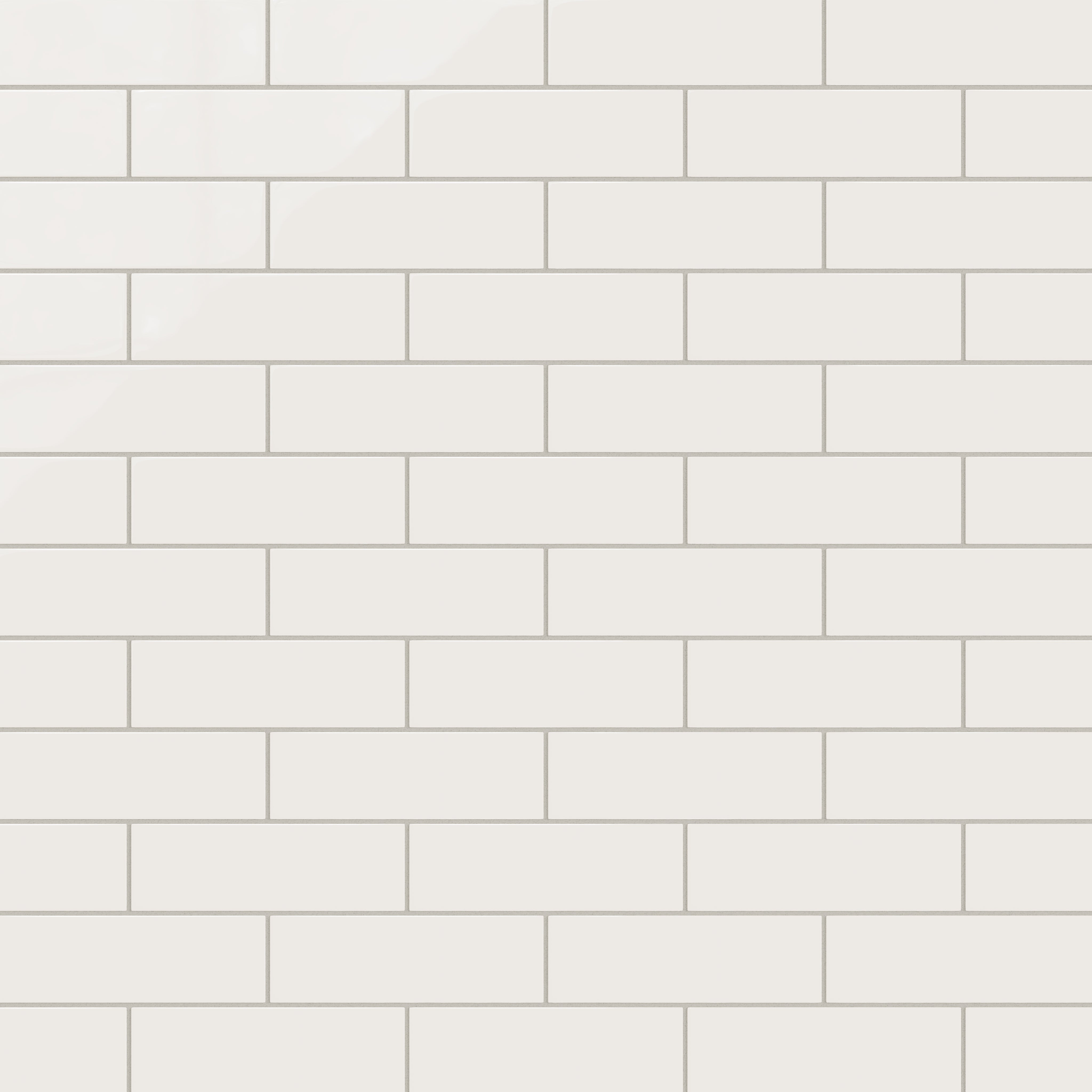 3x9 Natural Press Ceramic Tile in Flake White Gloss