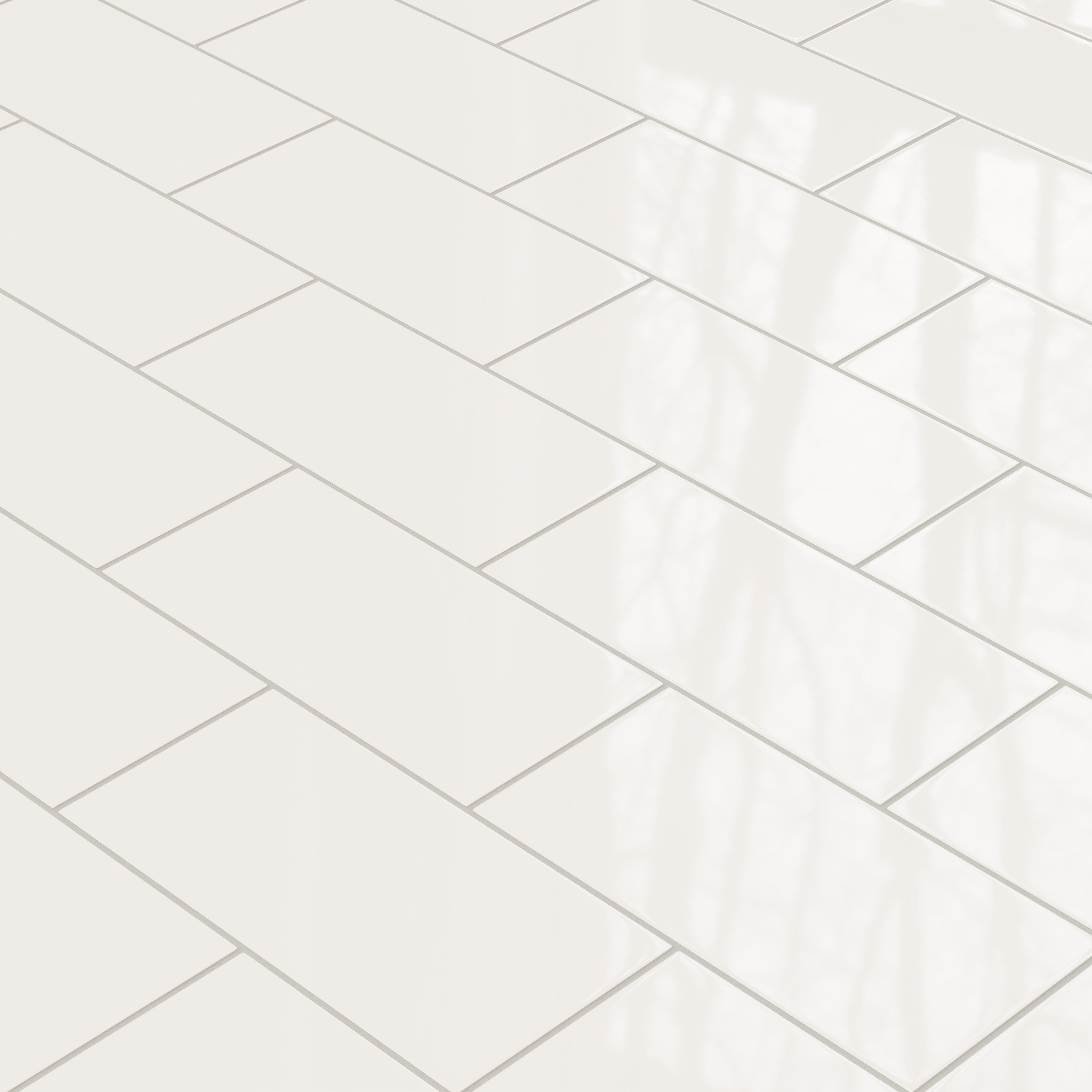 6x12 Natural Press Ceramic Tile in Flake White Gloss