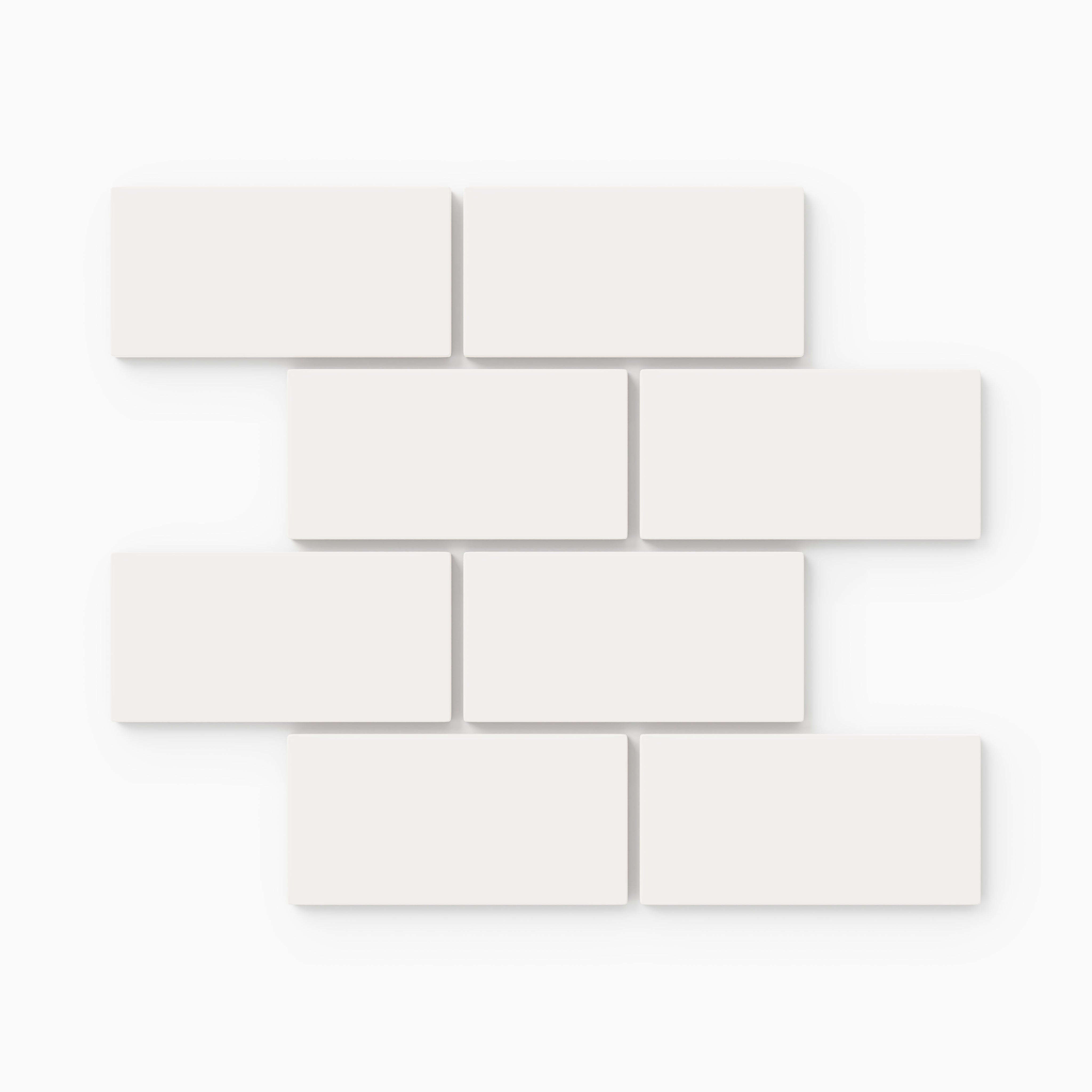2x4 Half Offset Sheeted Natural Press Ceramic Mosaic Tile in Flake White Matte