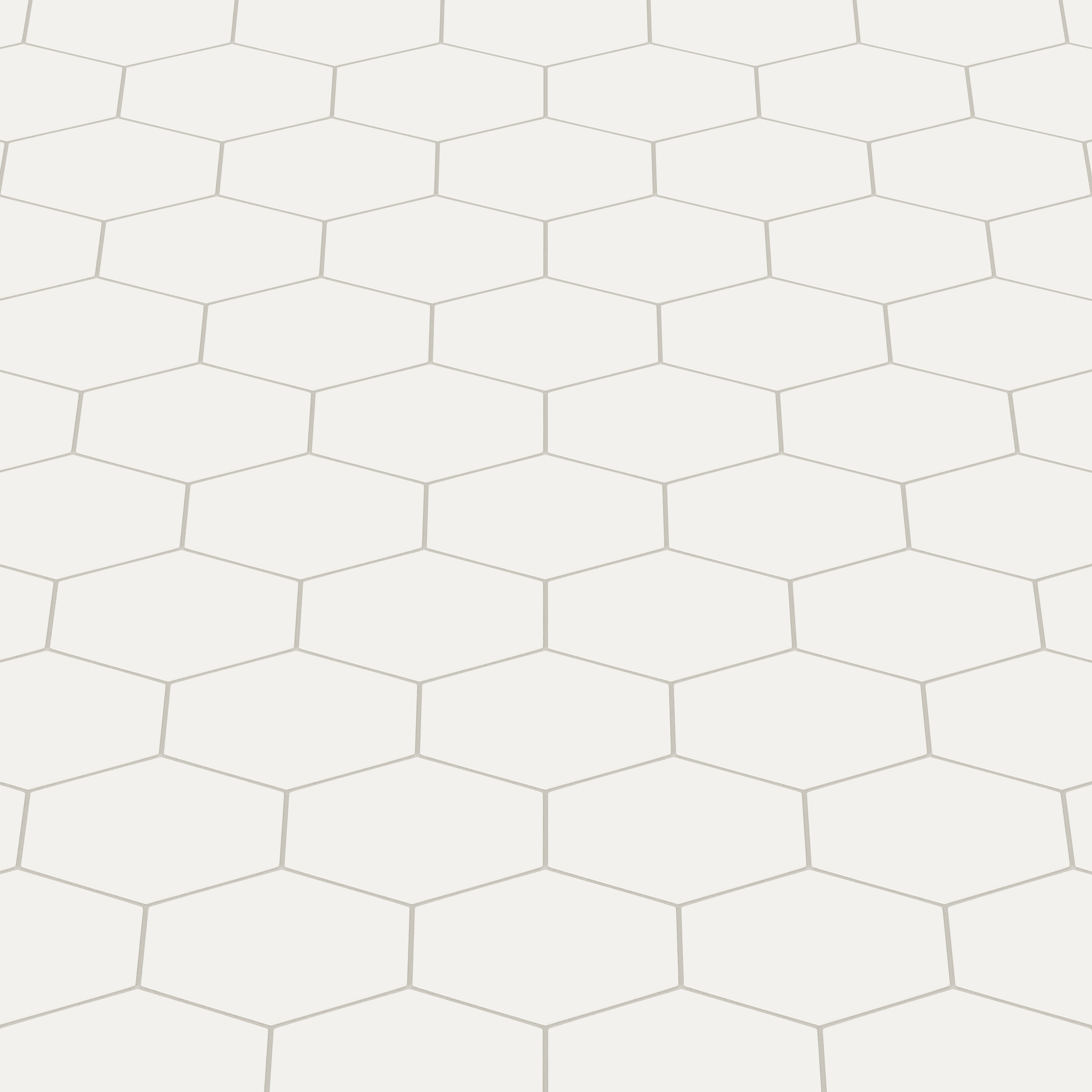 Elongated Hexagon Natural Press Ceramic Tile in Flake White Matte