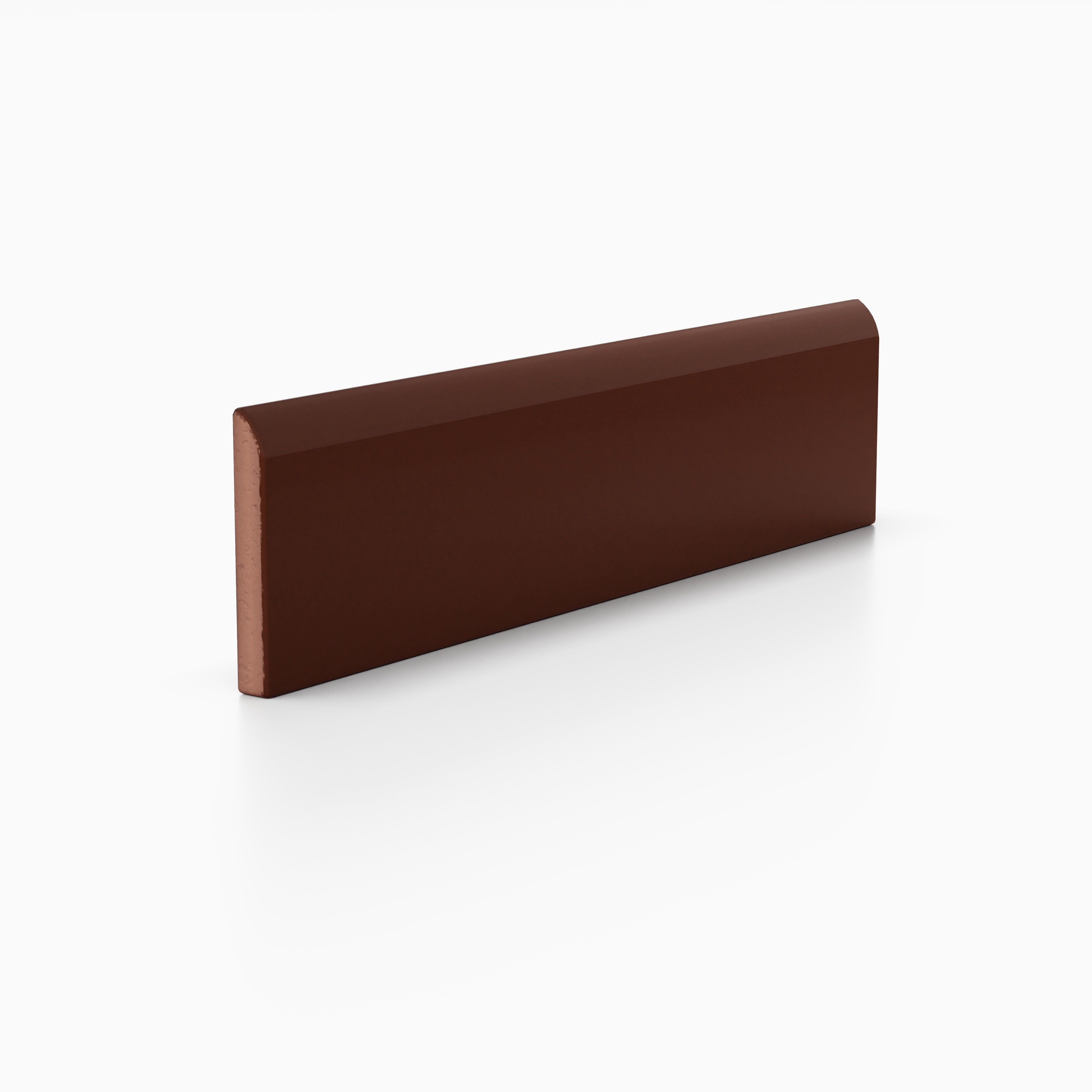 Quick Ship 2x8 Long Edge Bullnose Original Ceramic Trim in Garnet Gloss