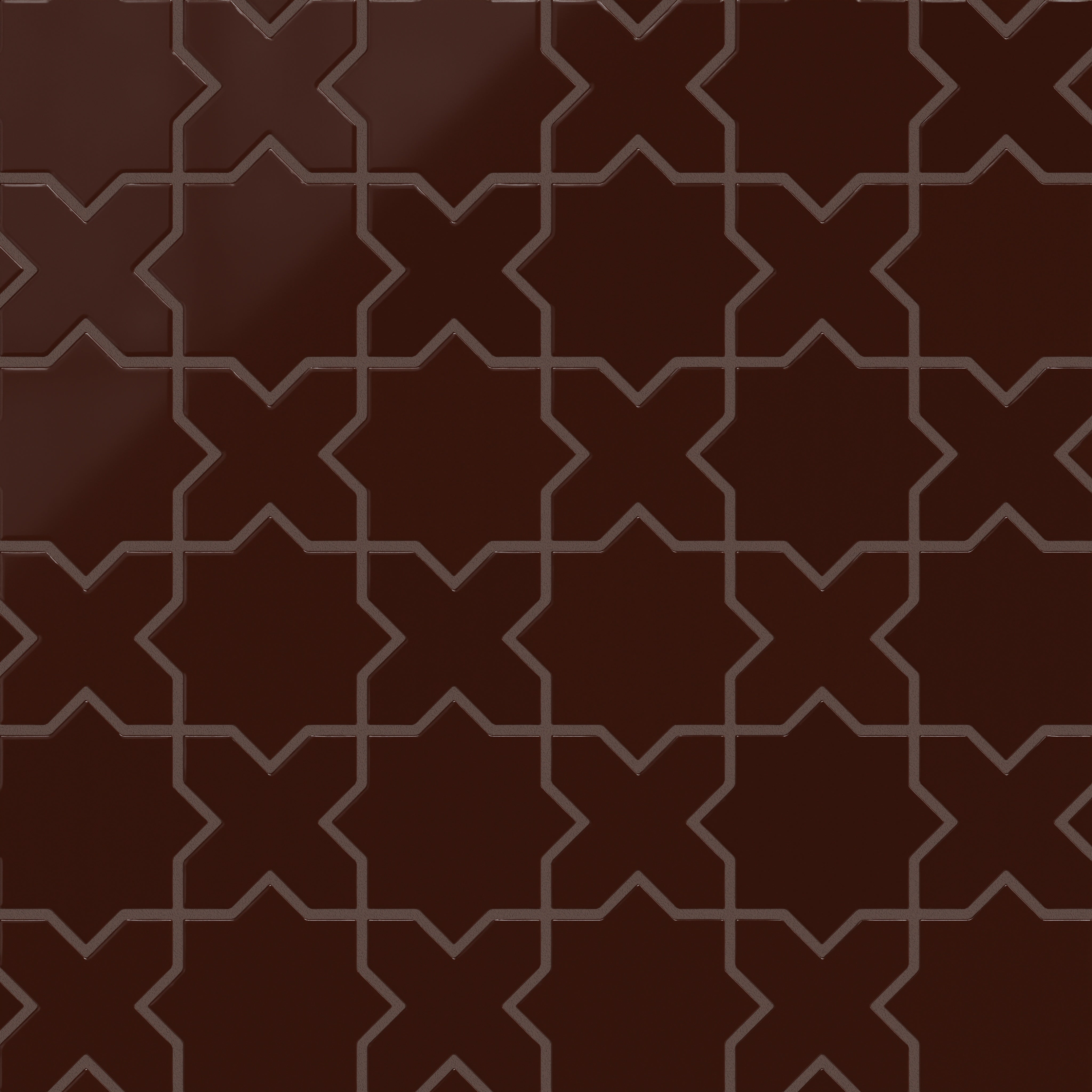 Mini Star & Cross Original Ceramic Tile in Garnet Gloss