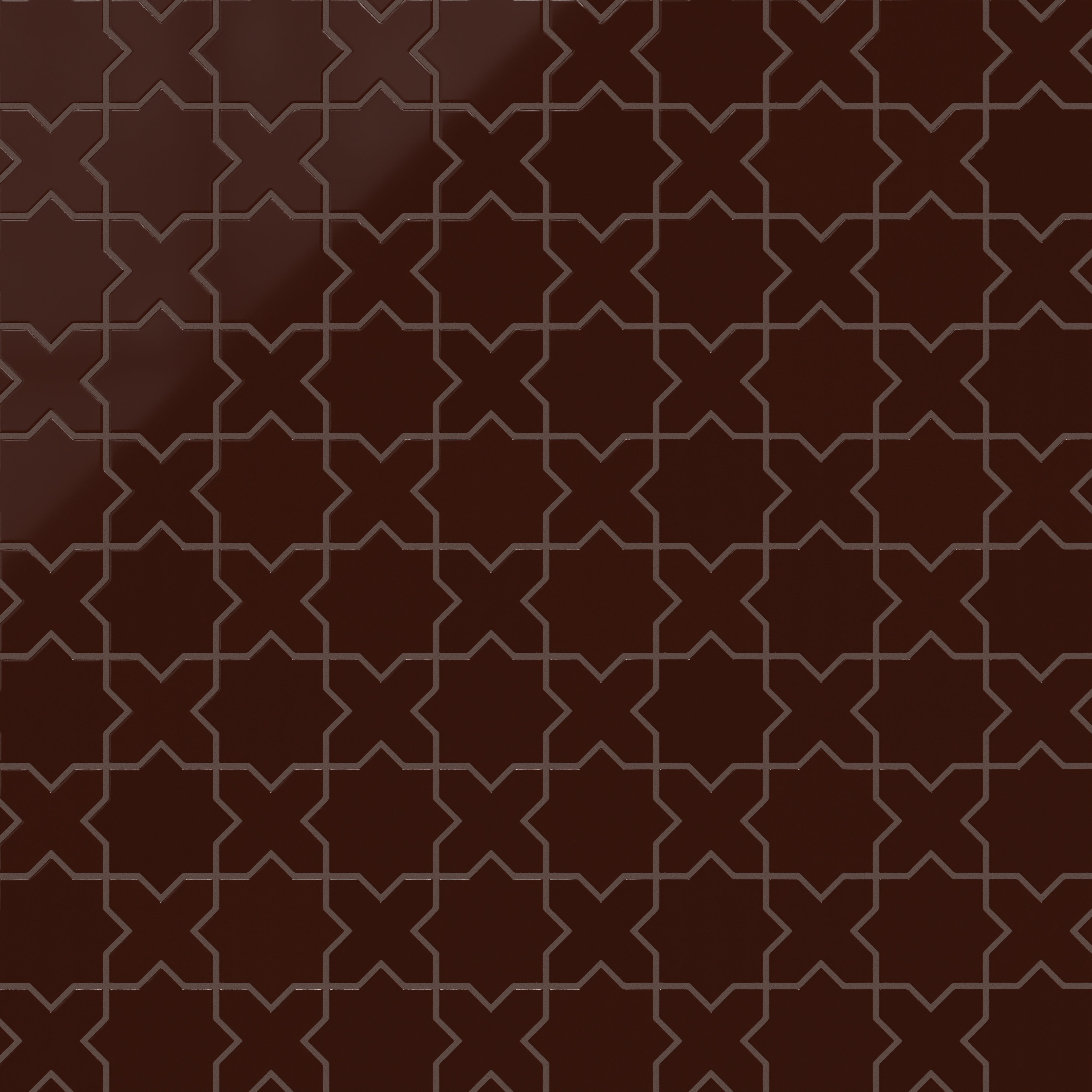 Mini Star & Cross Original Ceramic Tile in Garnet Gloss