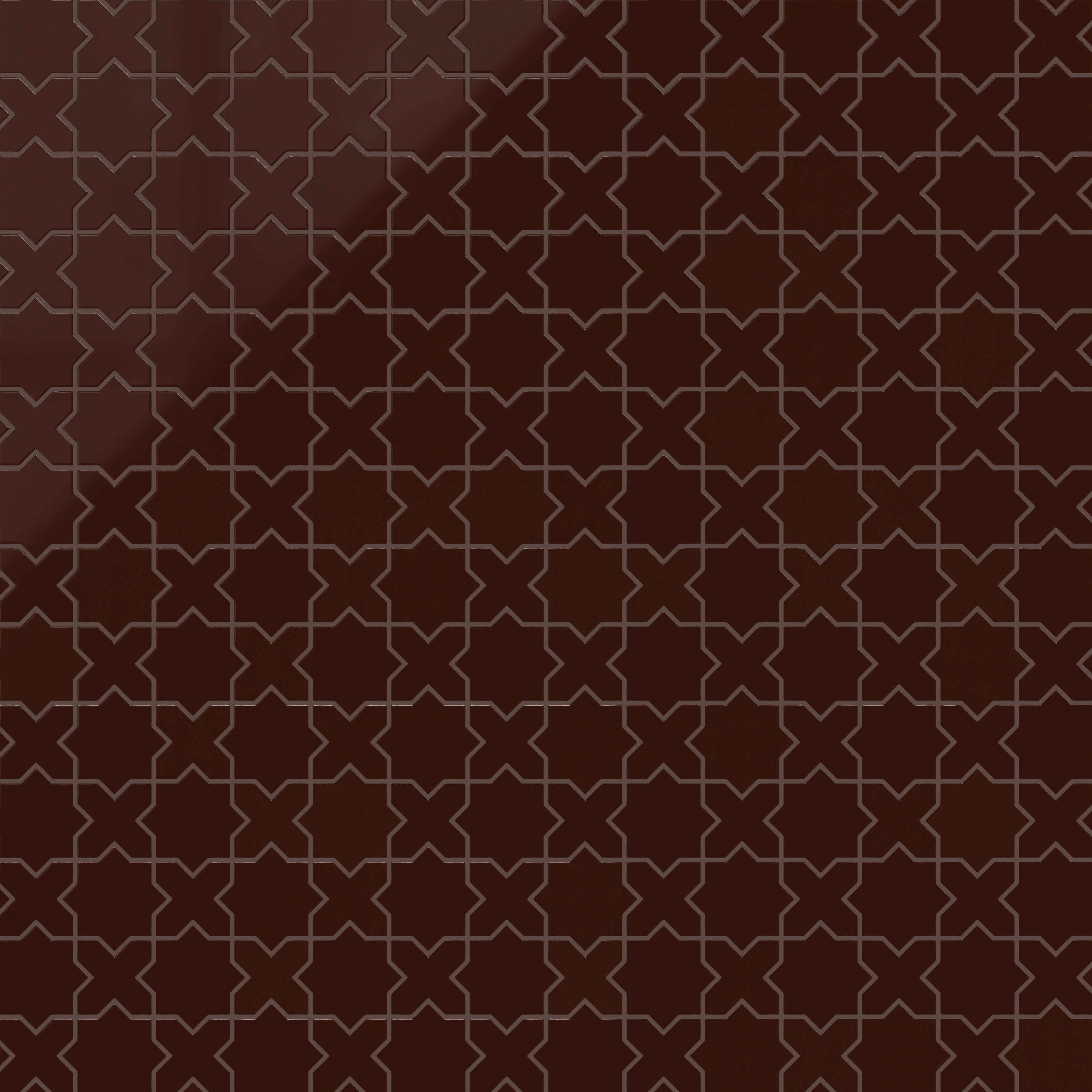 Mini Star & Cross Original Ceramic Tile in Garnet Gloss