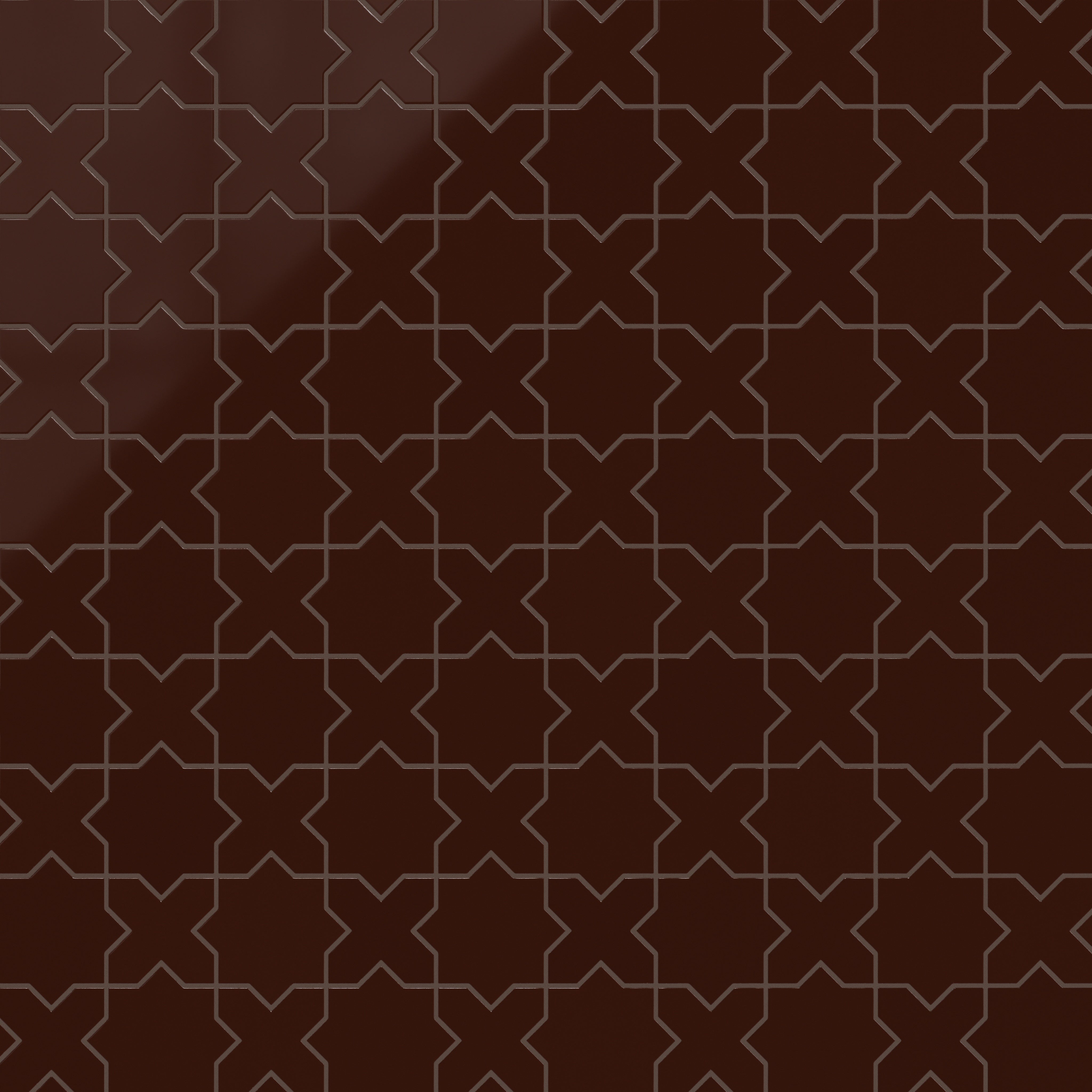 Star & Cross Original Ceramic Tile in Garnet Gloss