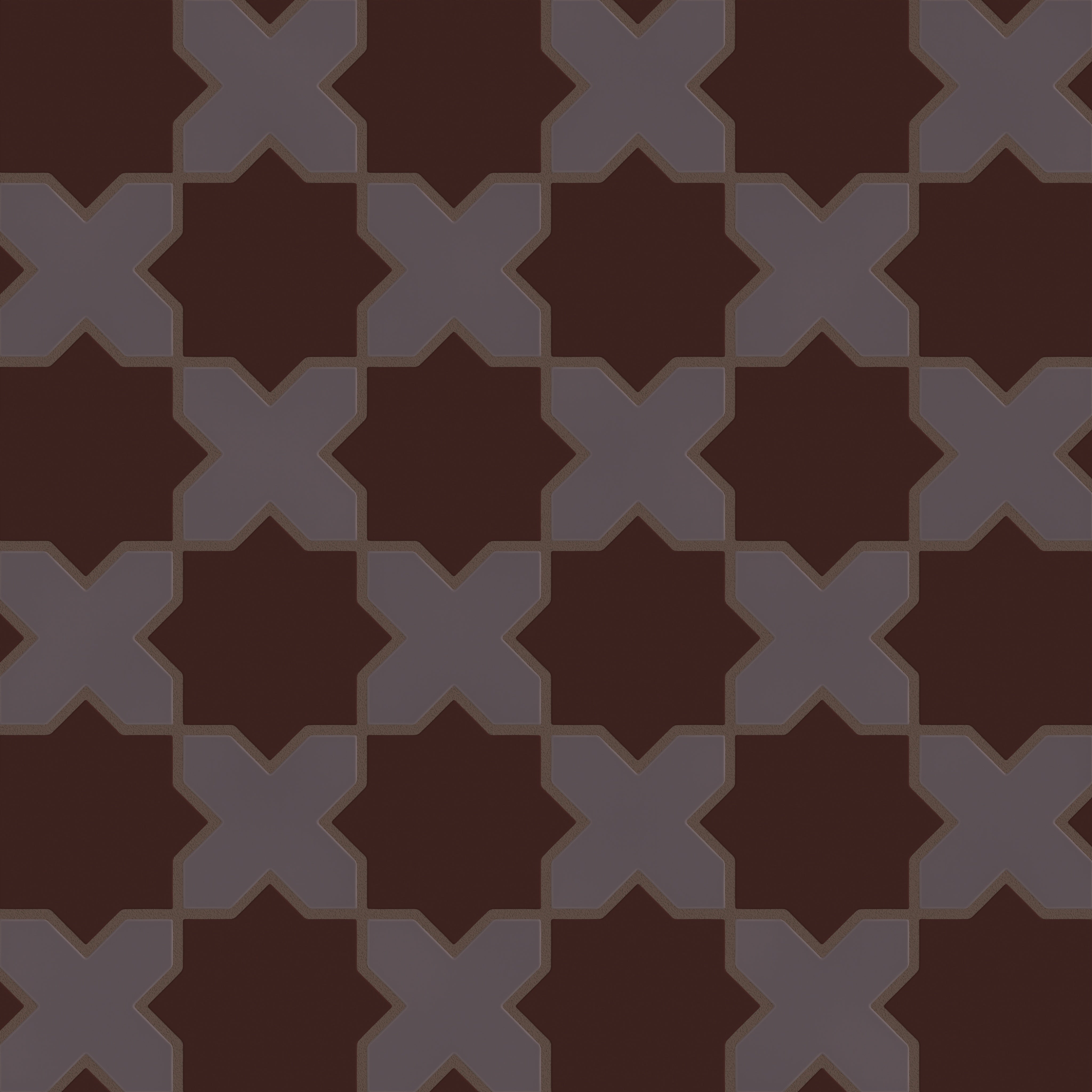 Mini Star & Cross Original Ceramic Tile in Garnet Matte & Kalamata Matte