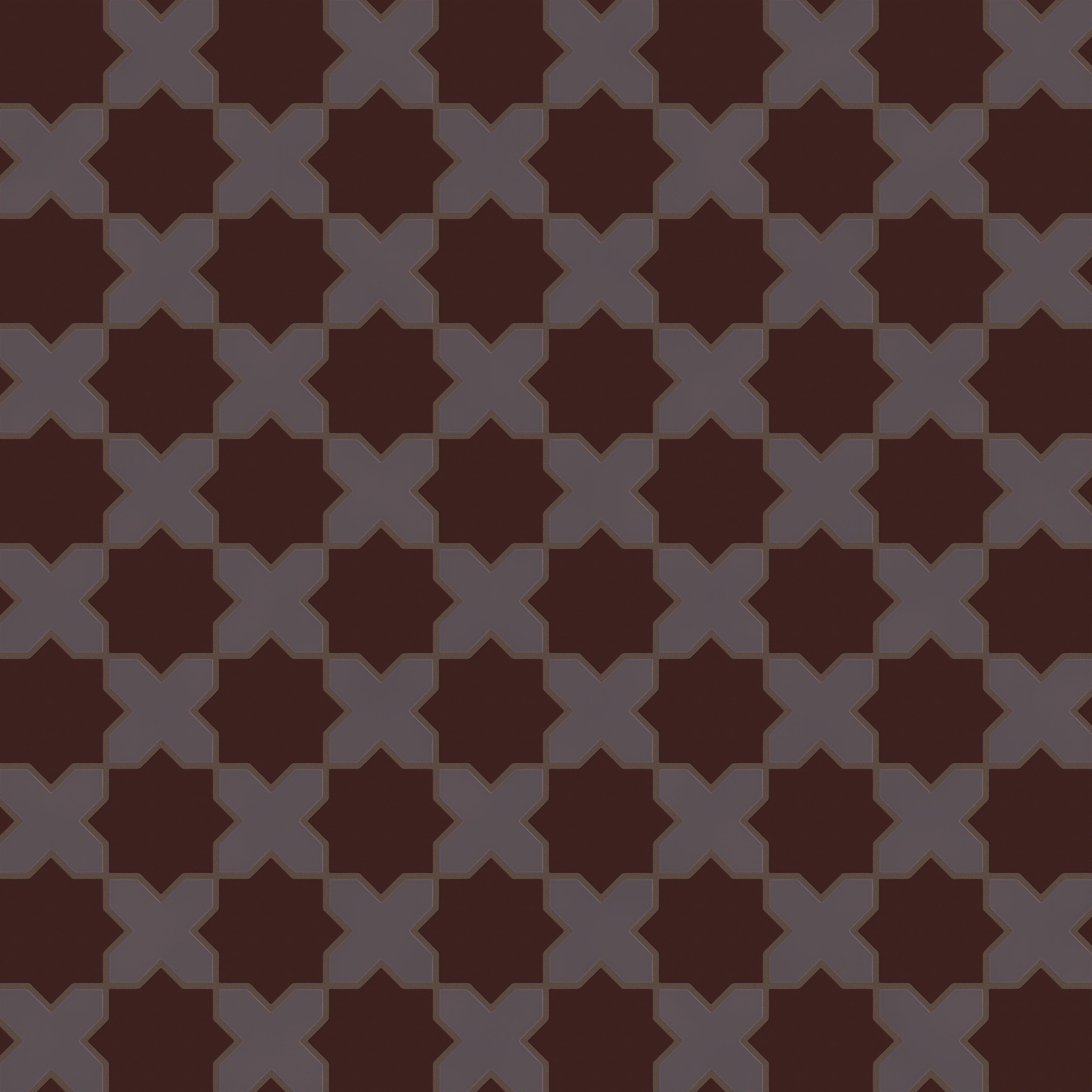 Mini Star & Cross Original Ceramic Tile in Garnet Matte & Kalamata Matte