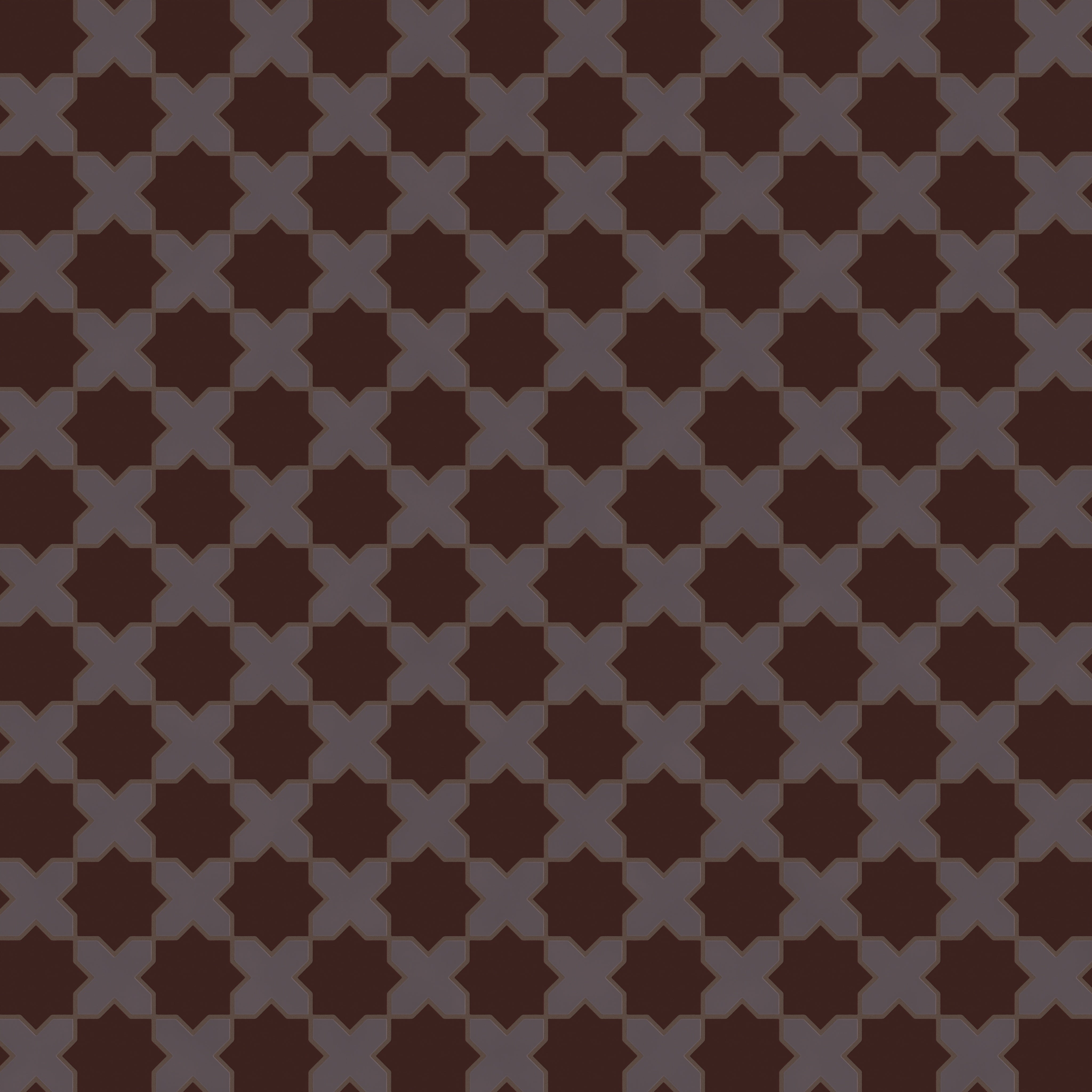 Mini Star & Cross Original Ceramic Tile in Garnet Matte & Kalamata Matte