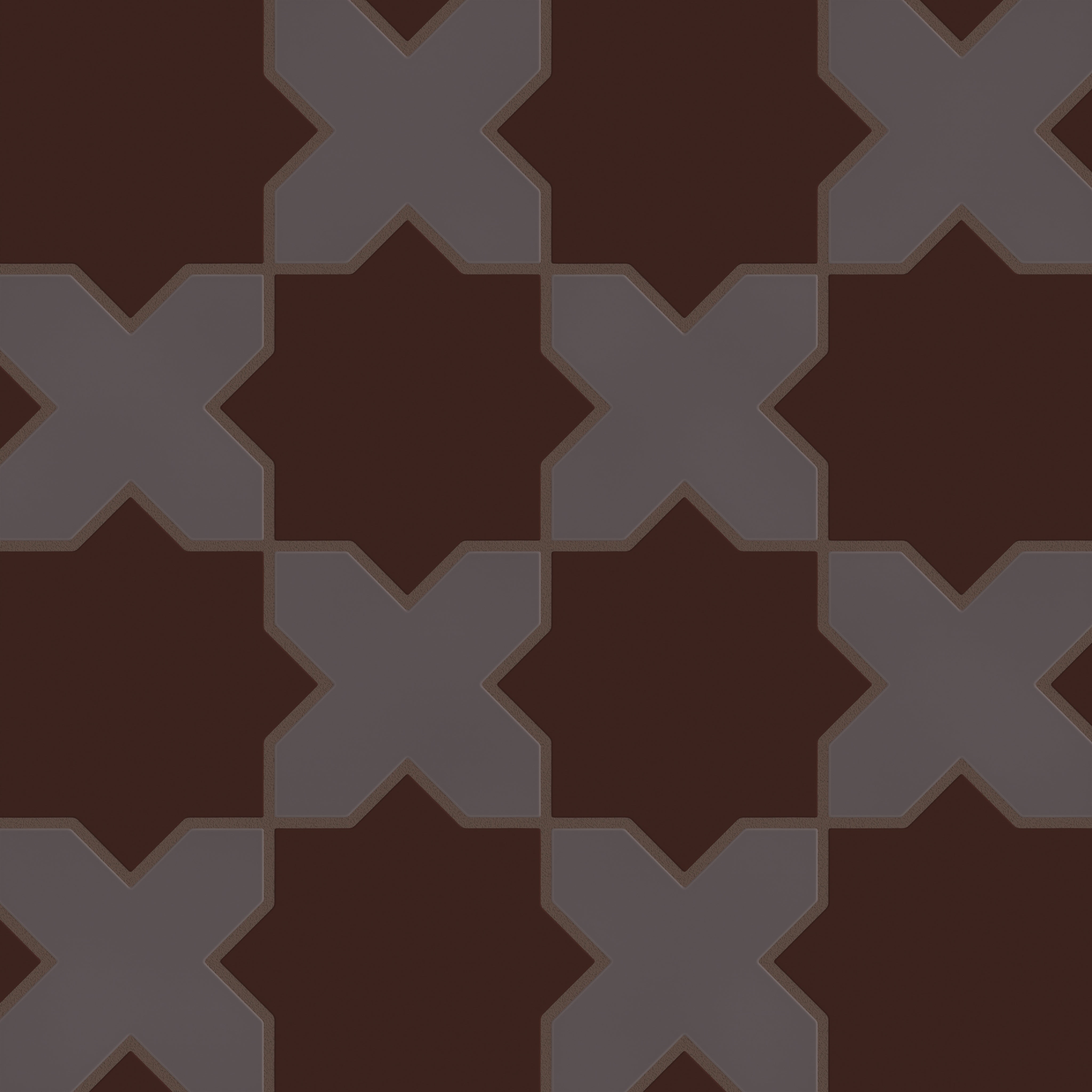 Star & Cross Original Ceramic Tile in Garnet Matte & Kalamata Matte
