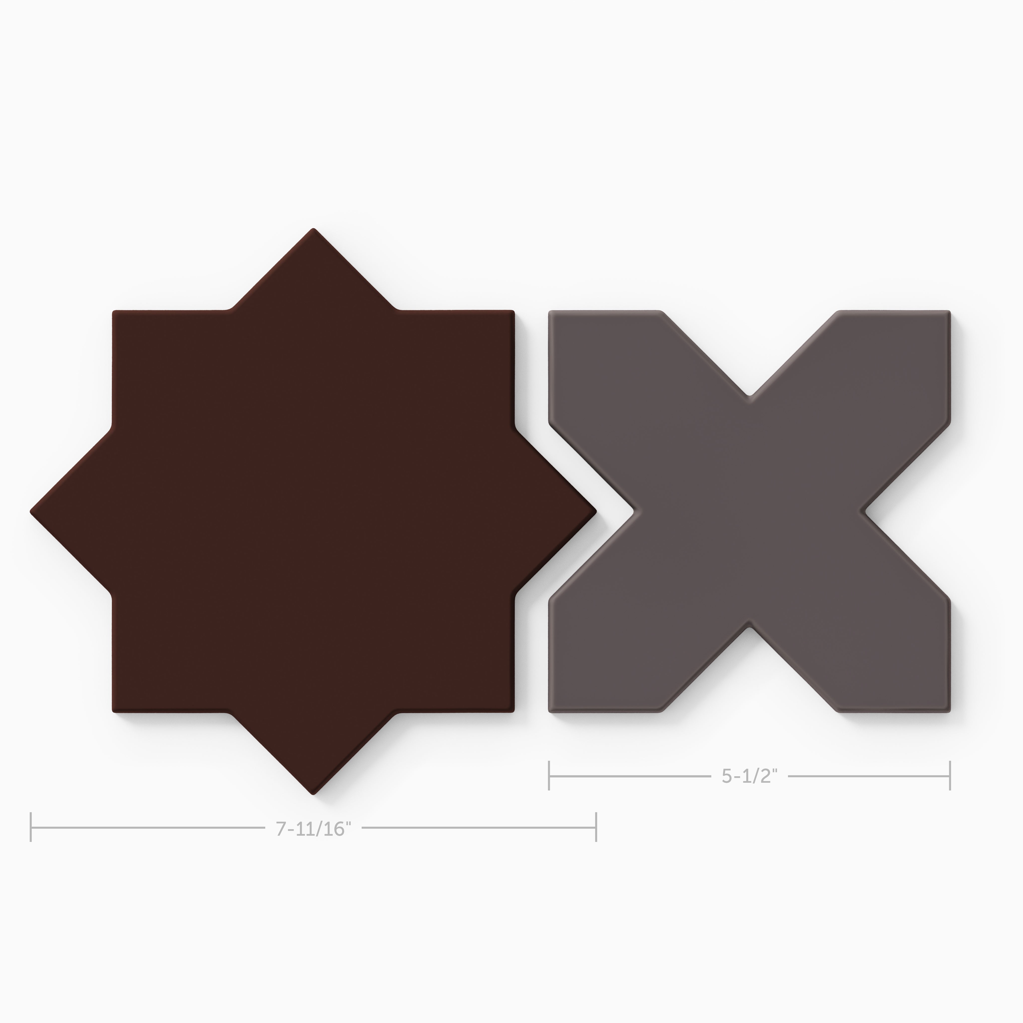 Star & Cross Original Ceramic Tile in Garnet Matte & Kalamata Matte