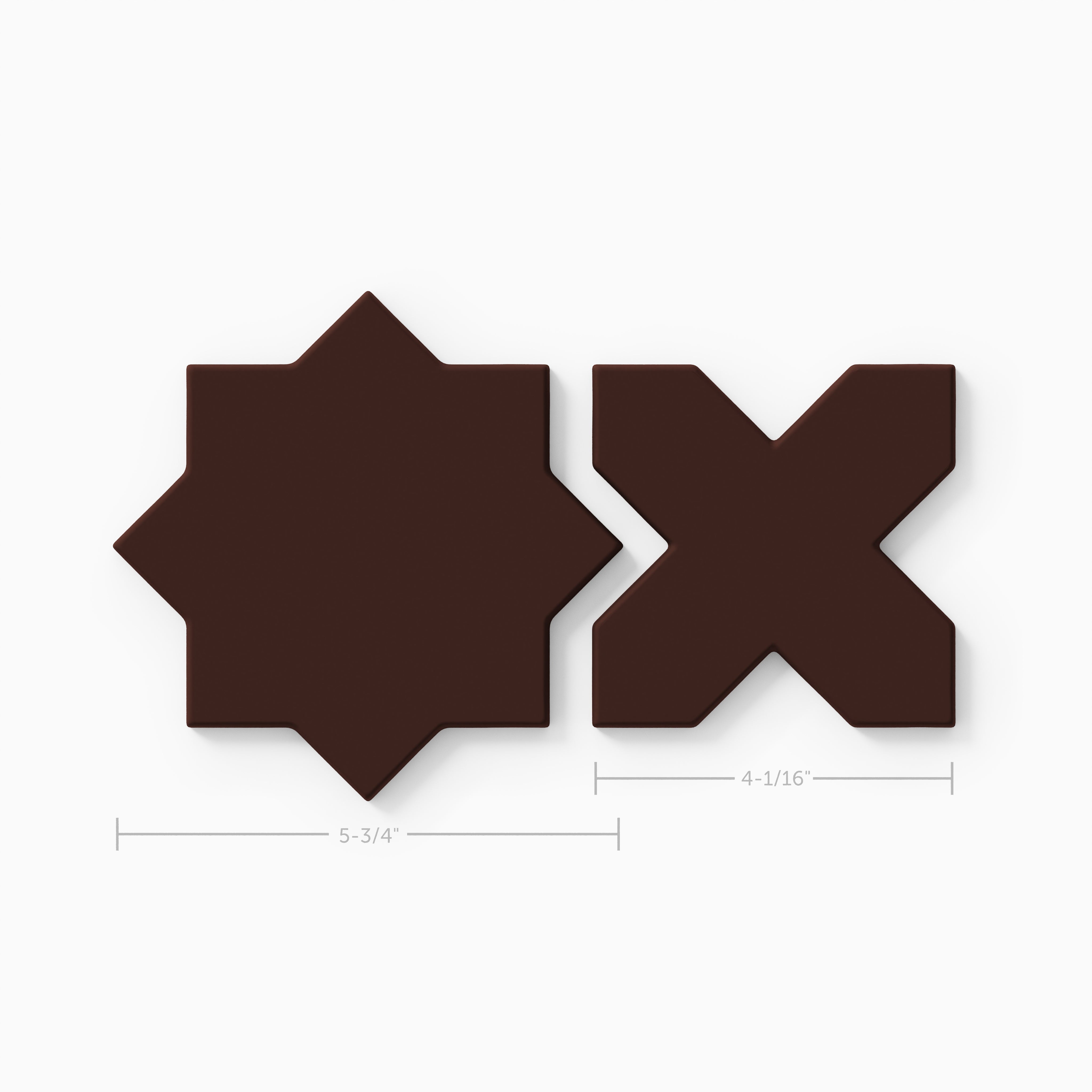 Mini Star & Cross Original Ceramic Tile in Garnet Matte