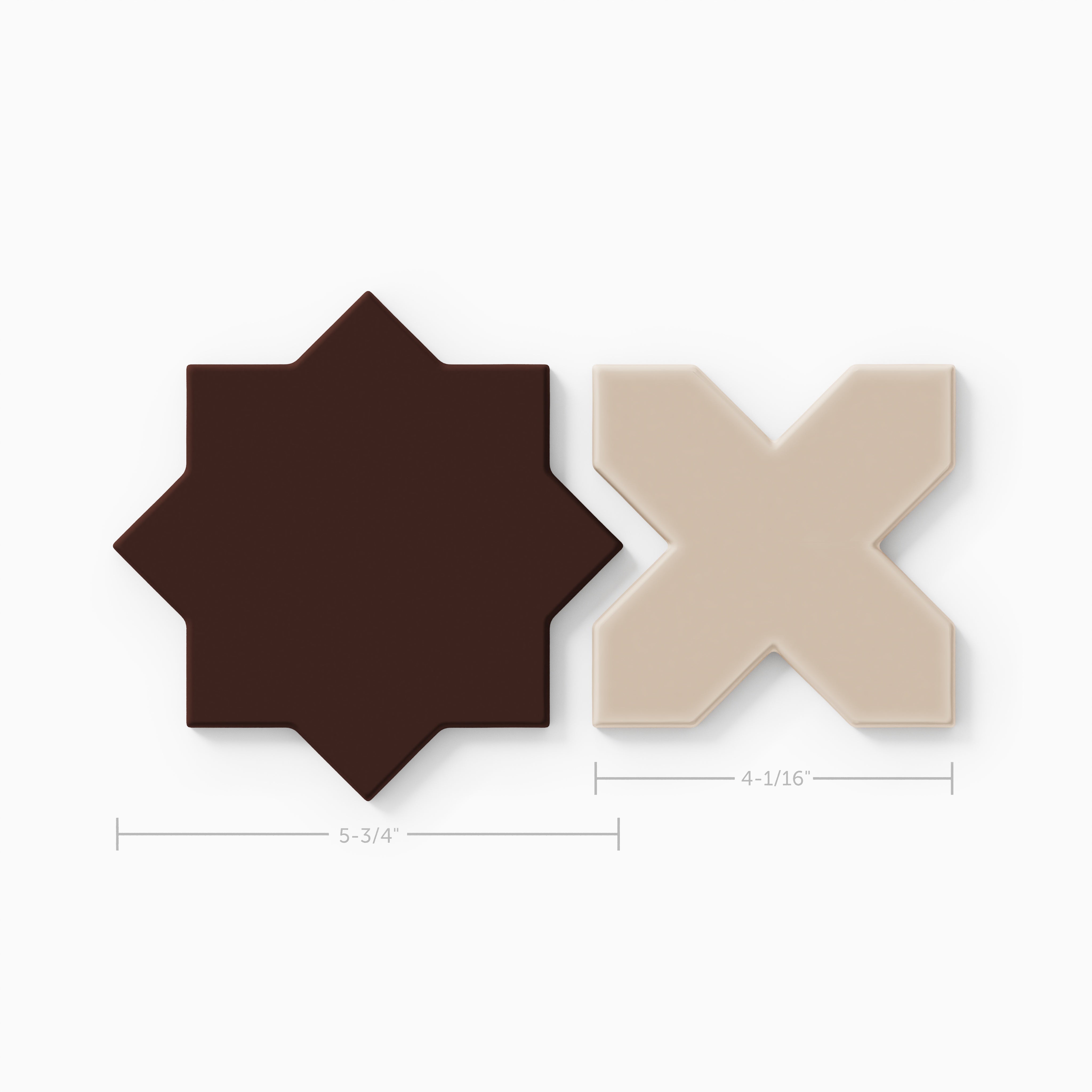 Mini Star & Cross Original Ceramic Tile in Garnet Matte & Sweet Pea Matte
