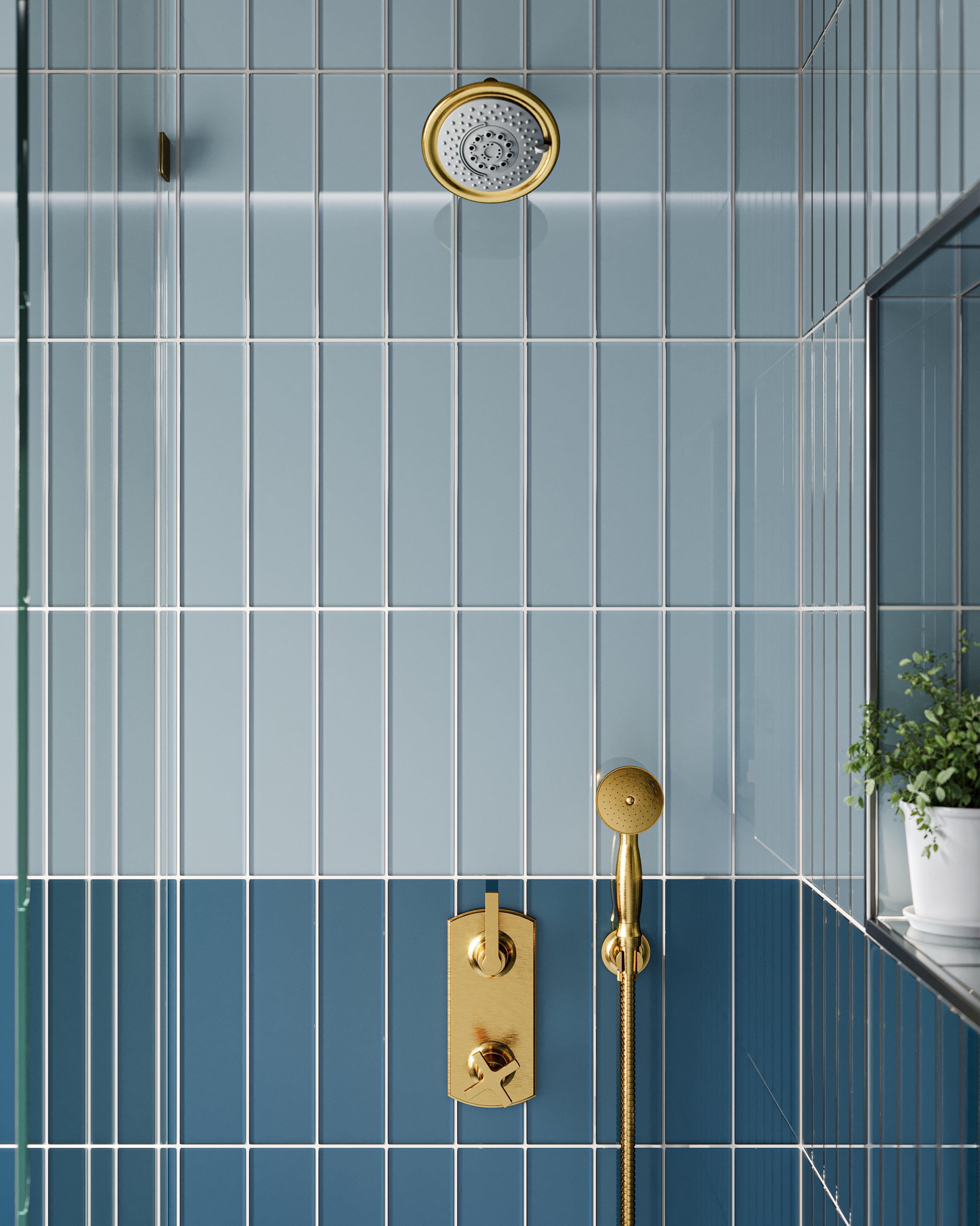 Emerson Thermostatic Shower/ Handshower - Lever Handle in Satin Brass
