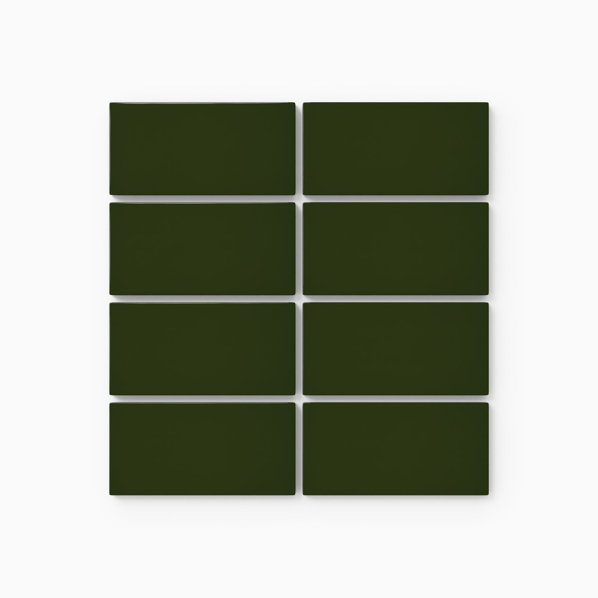 2x4 Straight Set Sheeted Natural Press Ceramic Mosaic Tile in Green Apatite Gloss