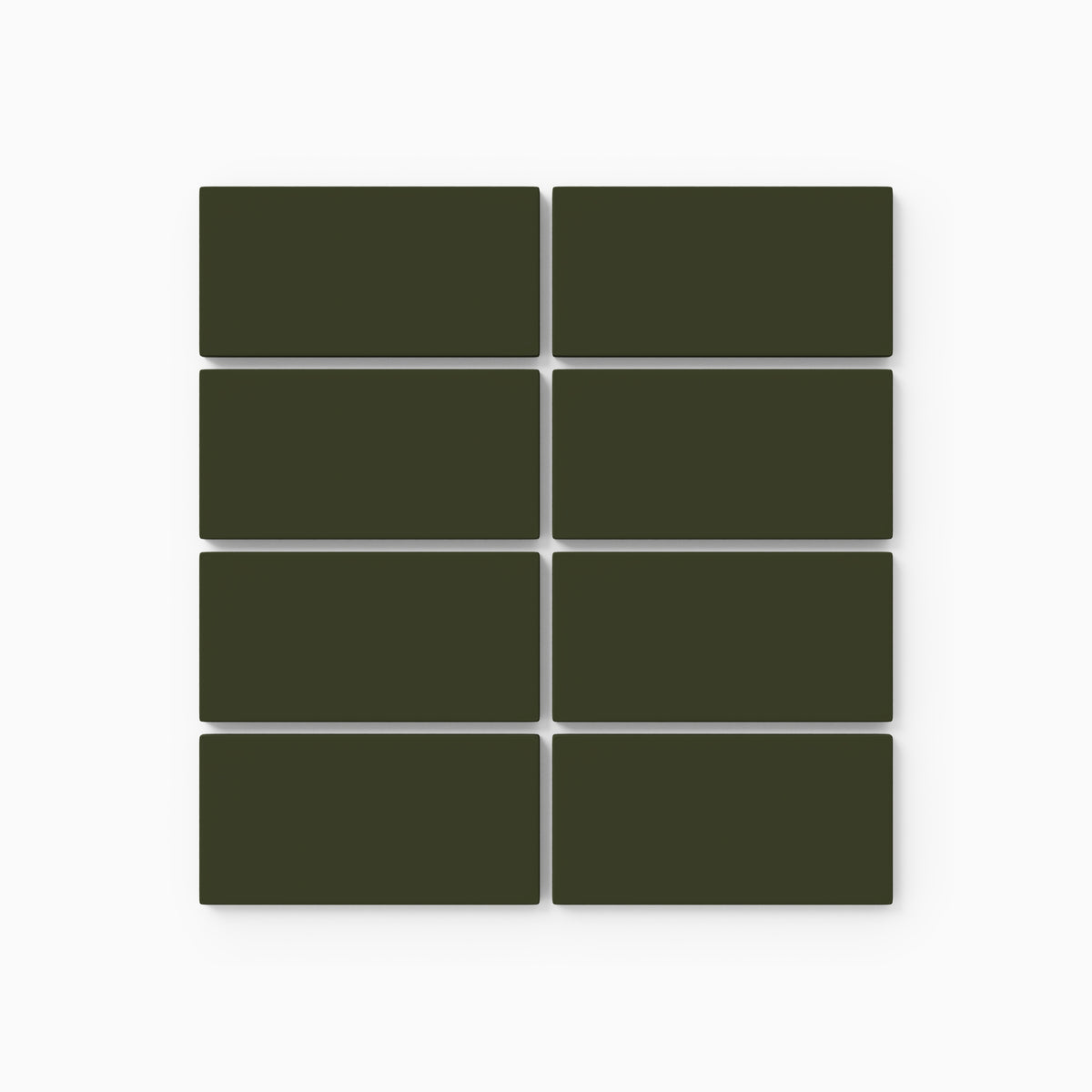 2x4 Straight Set Sheeted Natural Press Ceramic Mosaic Tile in Green Apatite Matte