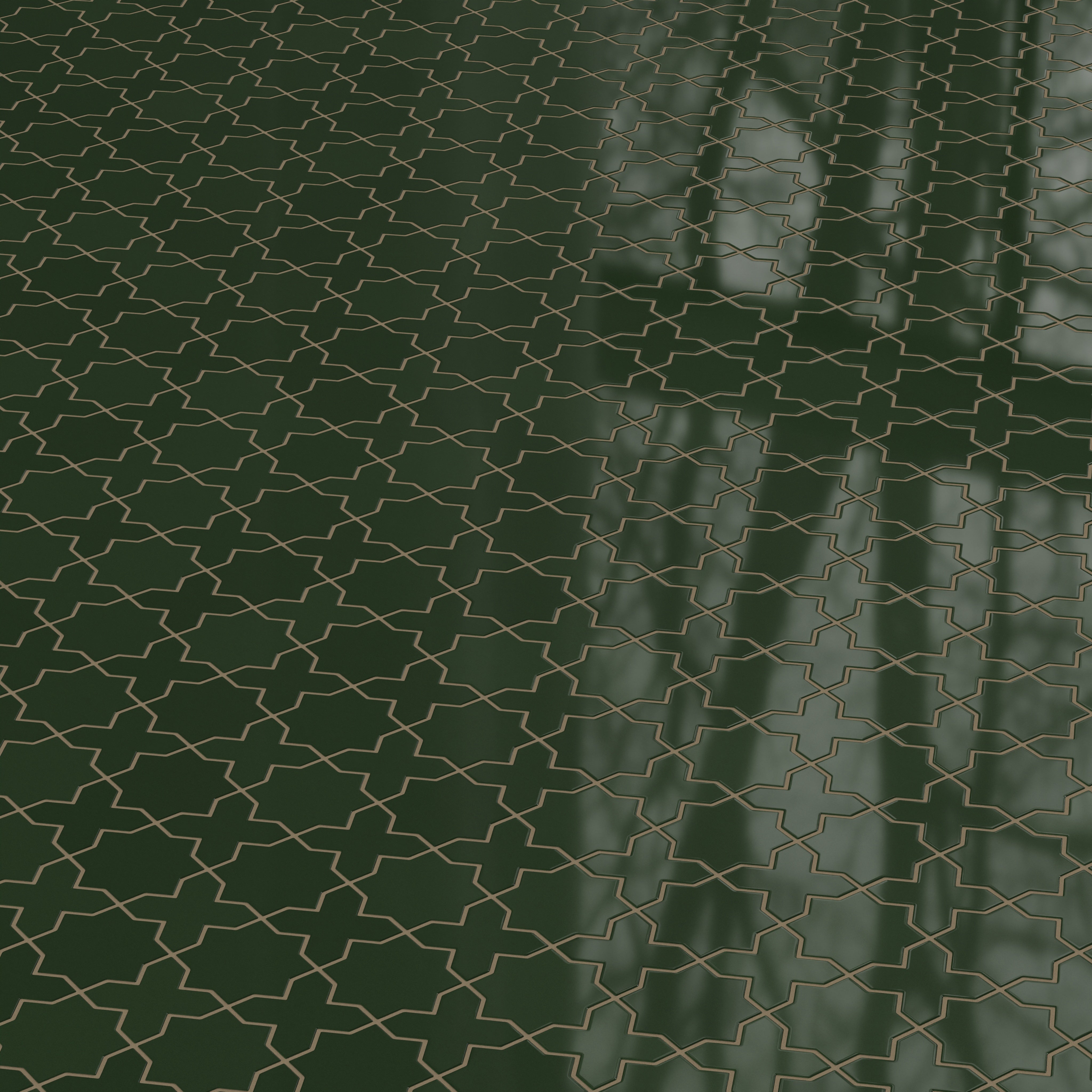 Mini Star & Cross Original Ceramic Tile in Hunter Green Gloss