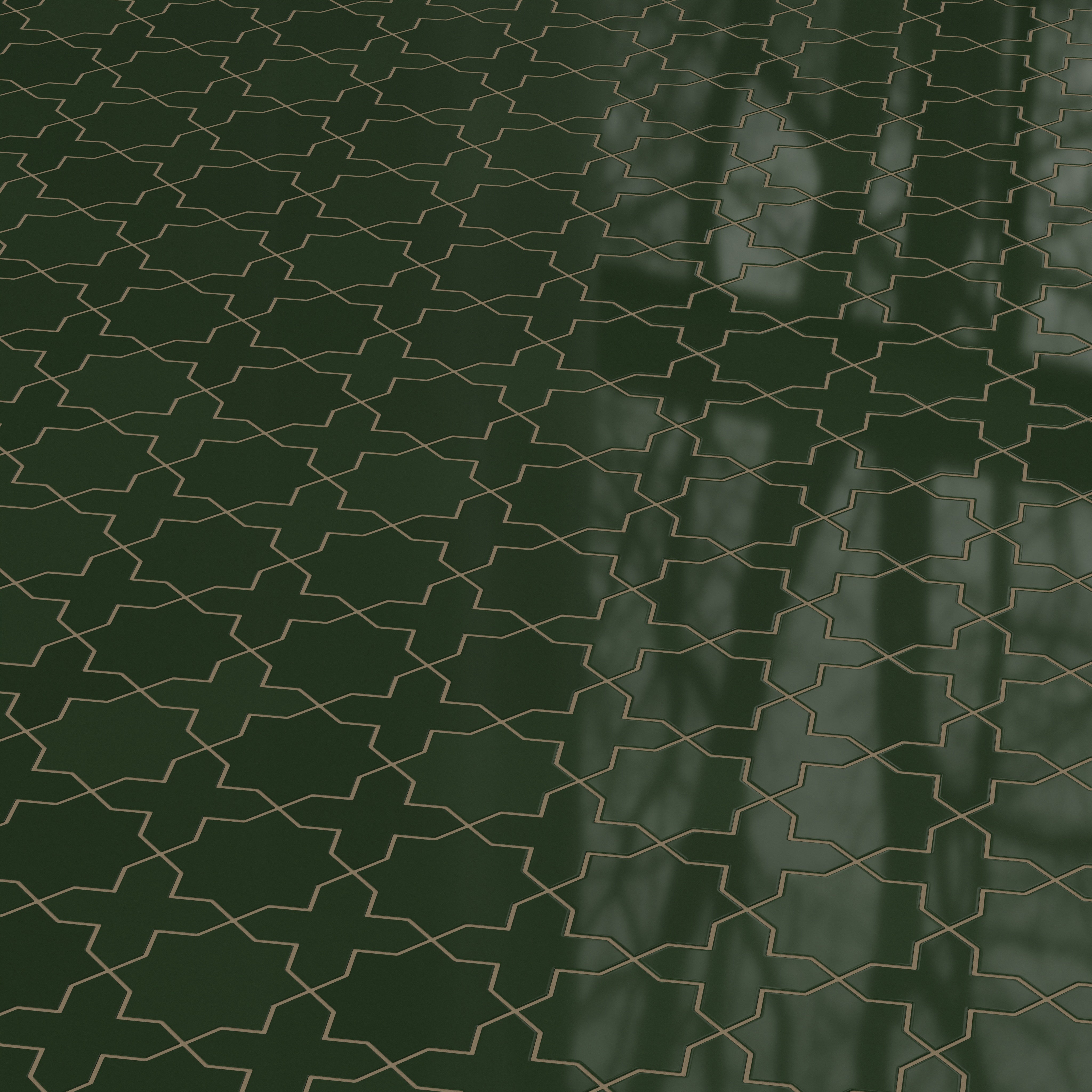 Star & Cross Original Ceramic Tile in Hunter Green Gloss