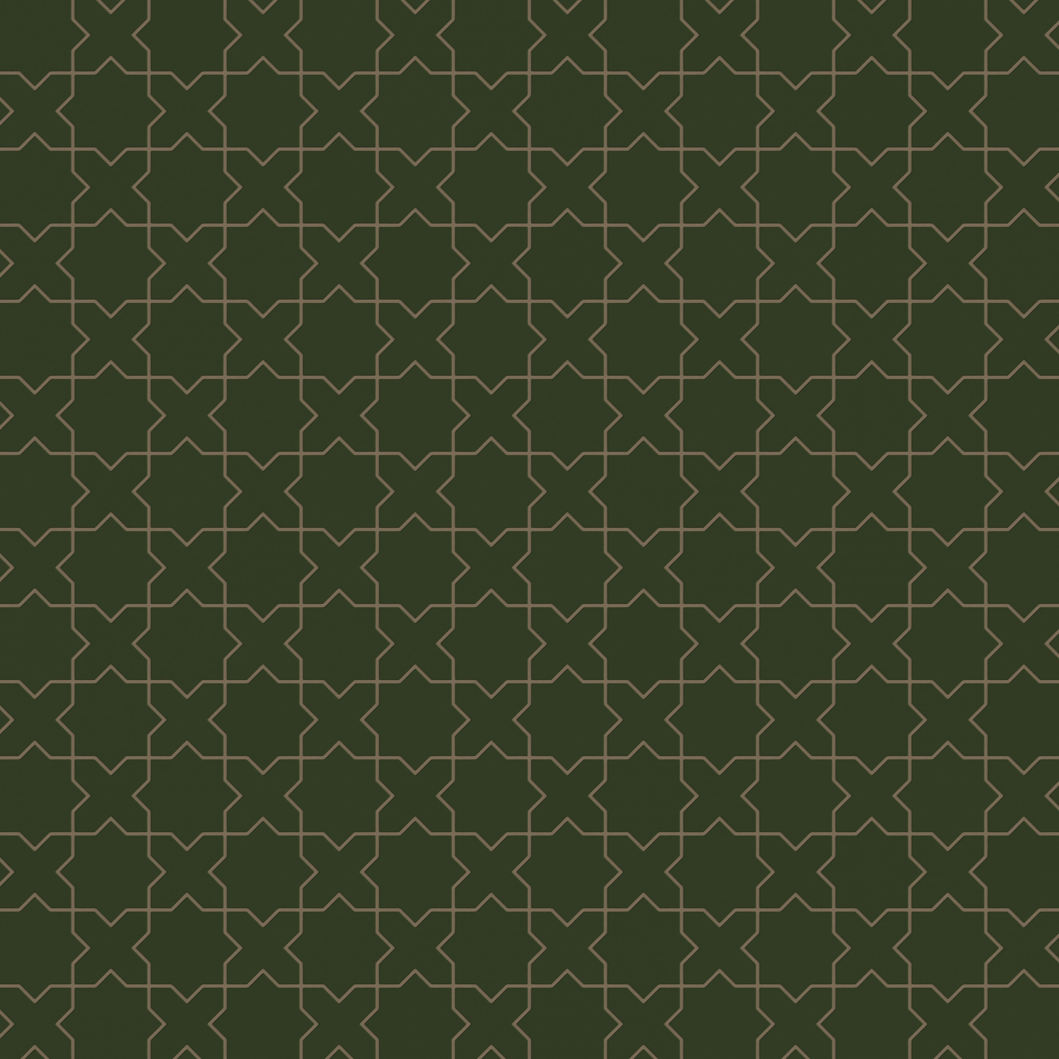 Mini Star & Cross Original Ceramic Tile in Hunter Green Matte