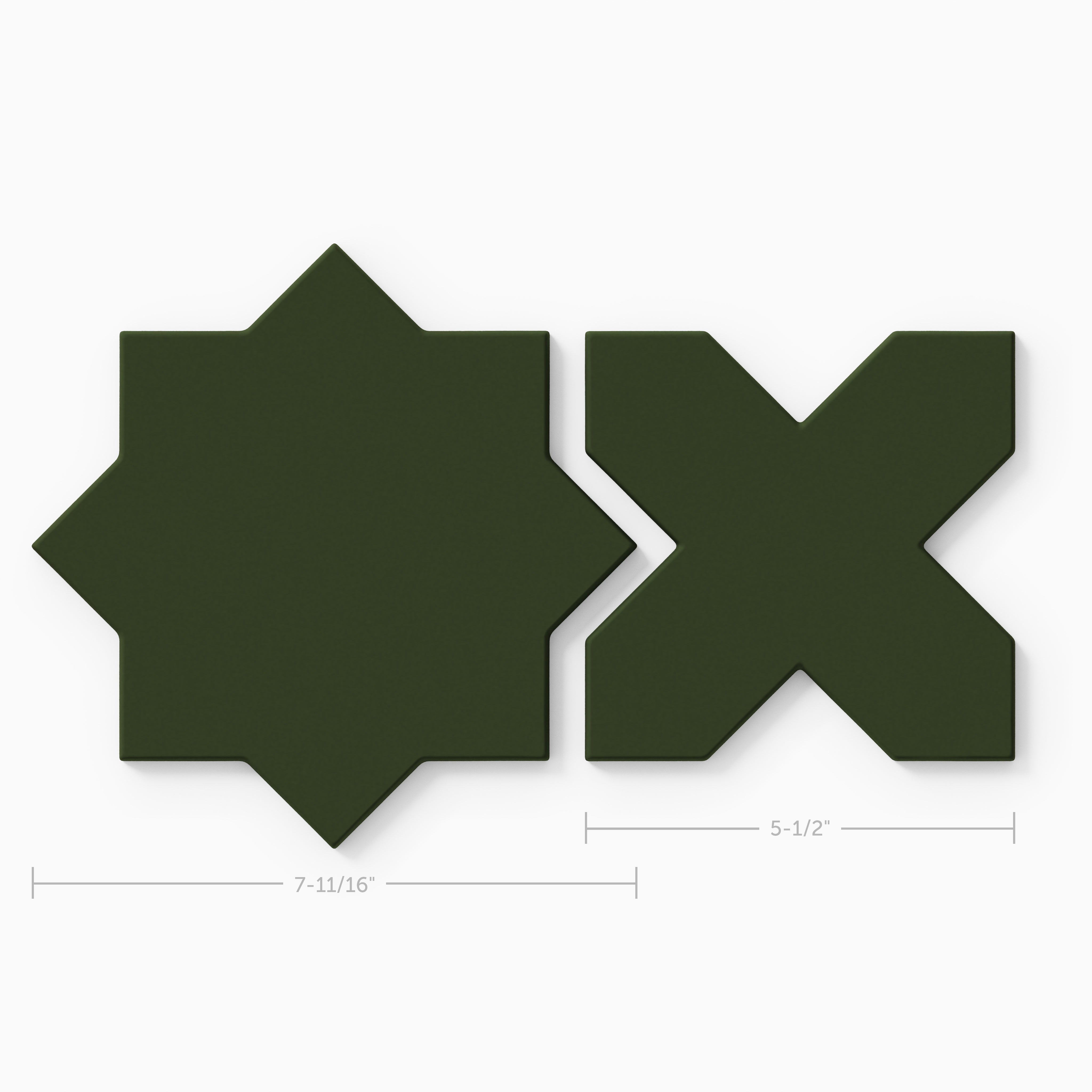 Star & Cross Original Ceramic Tile in Hunter Green Matte