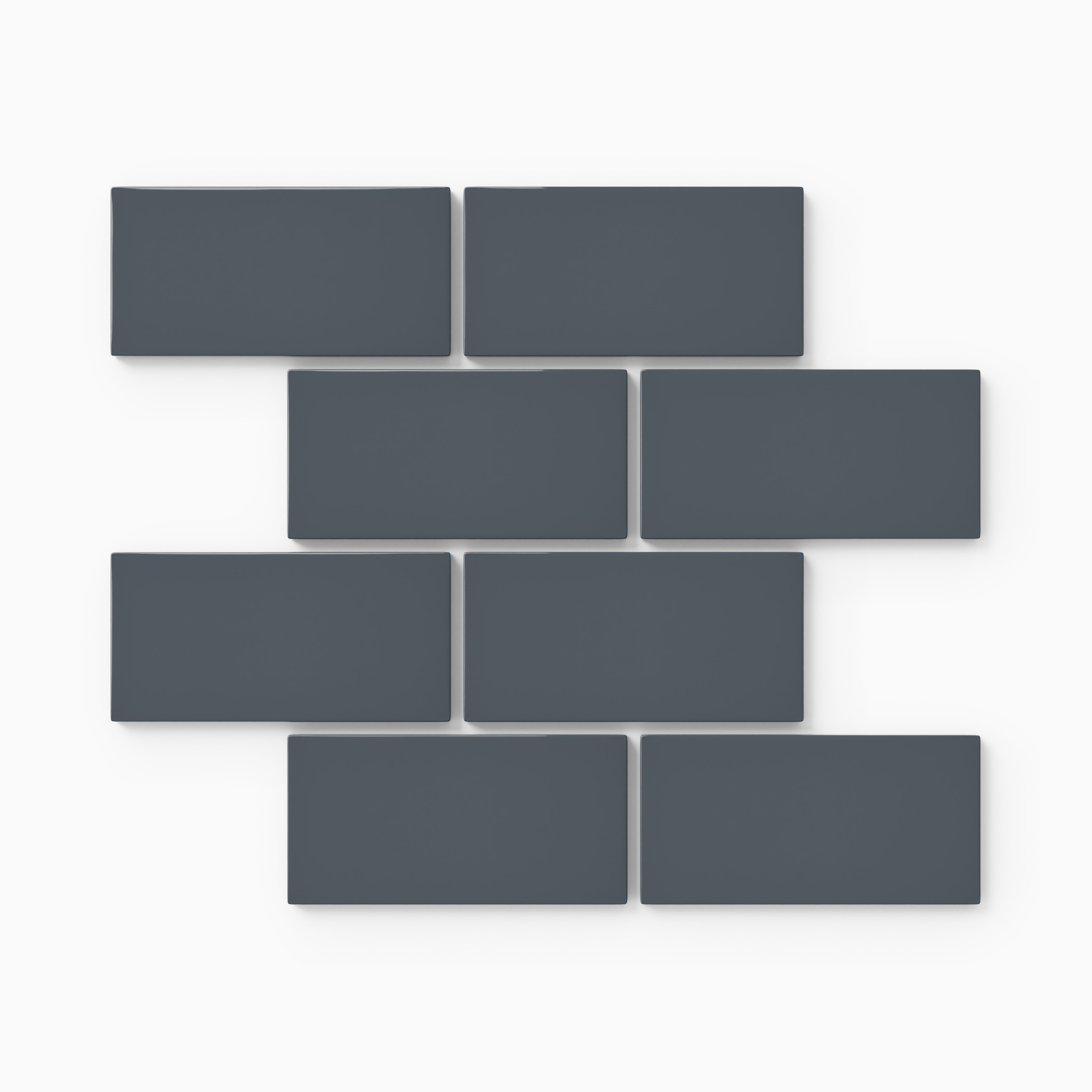2x4 Half Offset Sheeted Natural Press Ceramic Mosaic Tile in Indigo Gloss