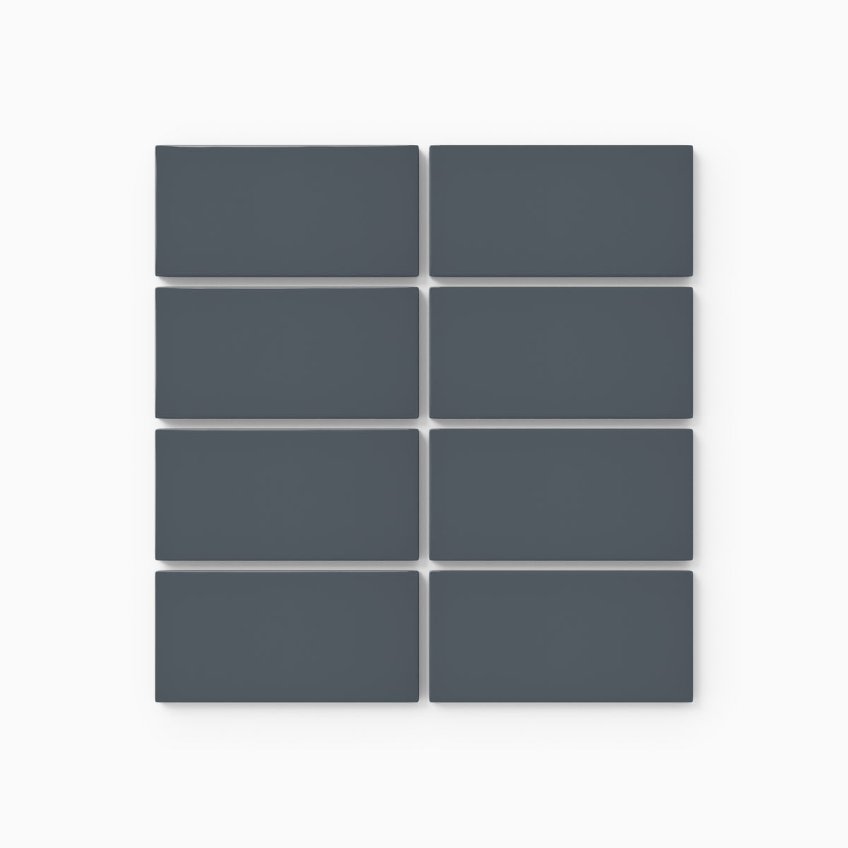 2x4 Straight Set Sheeted Natural Press Ceramic Mosaic Tile in Indigo Gloss