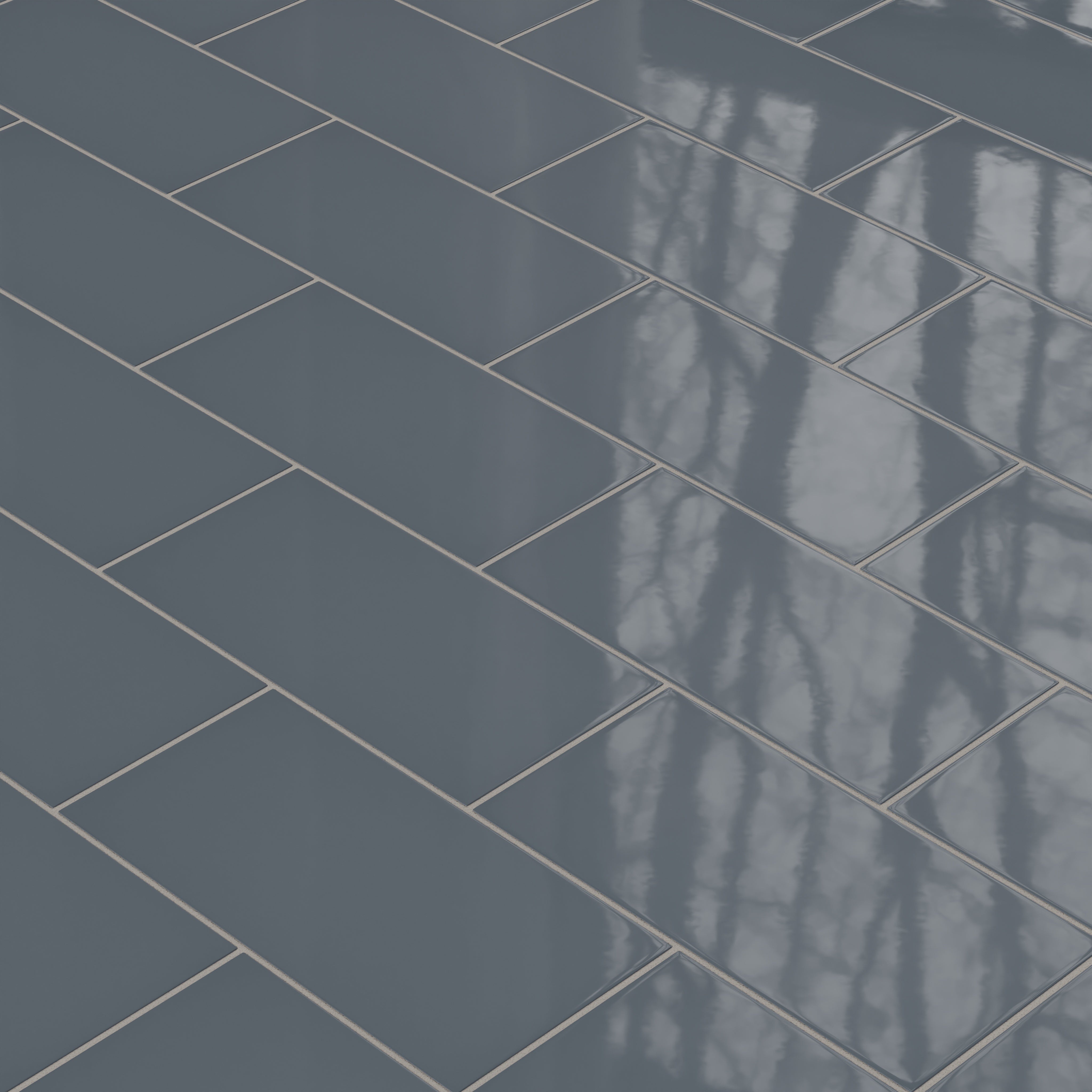 6x12 Natural Press Ceramic Tile in Indigo Gloss