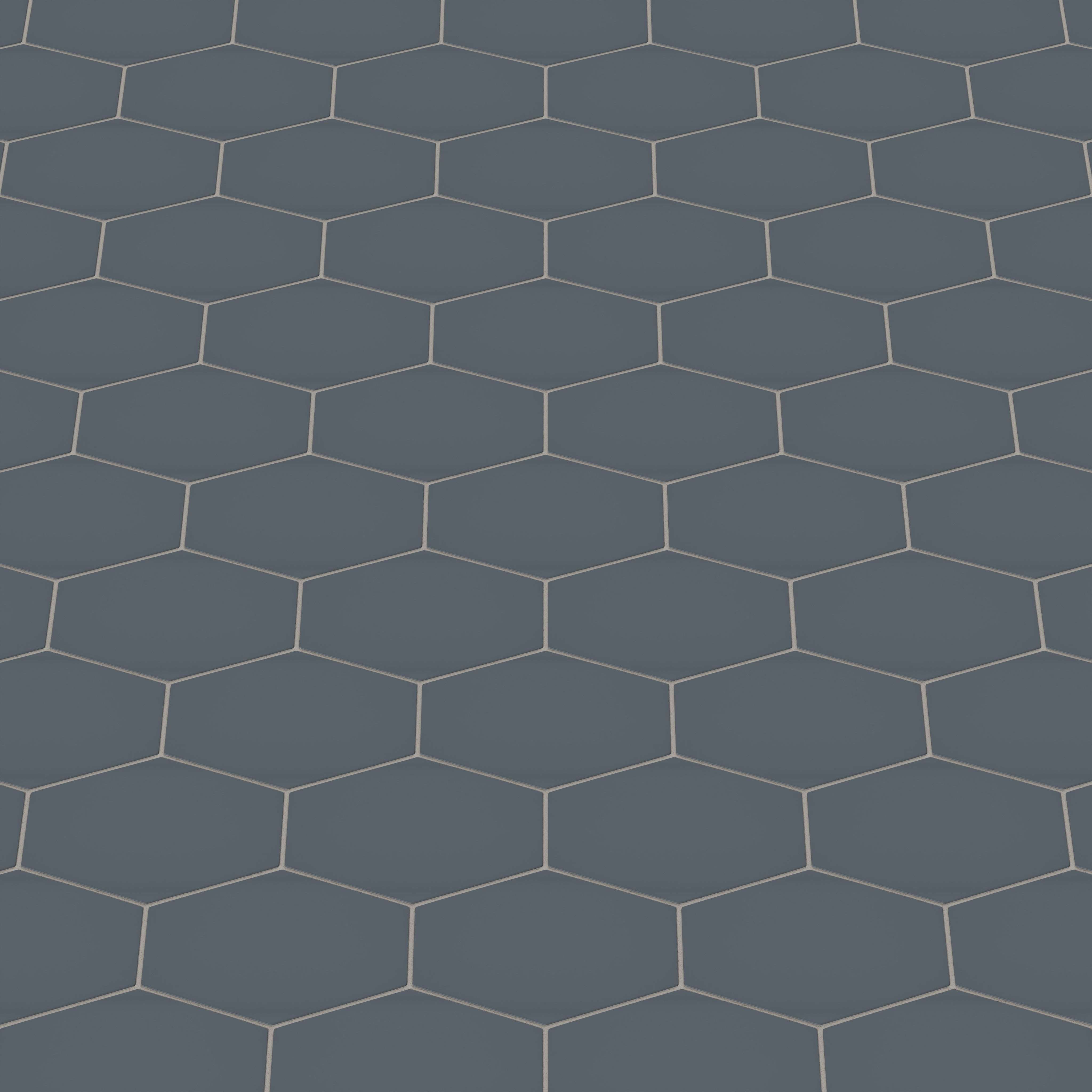 Elongated Hexagon Natural Press Ceramic Tile in Indigo Matte