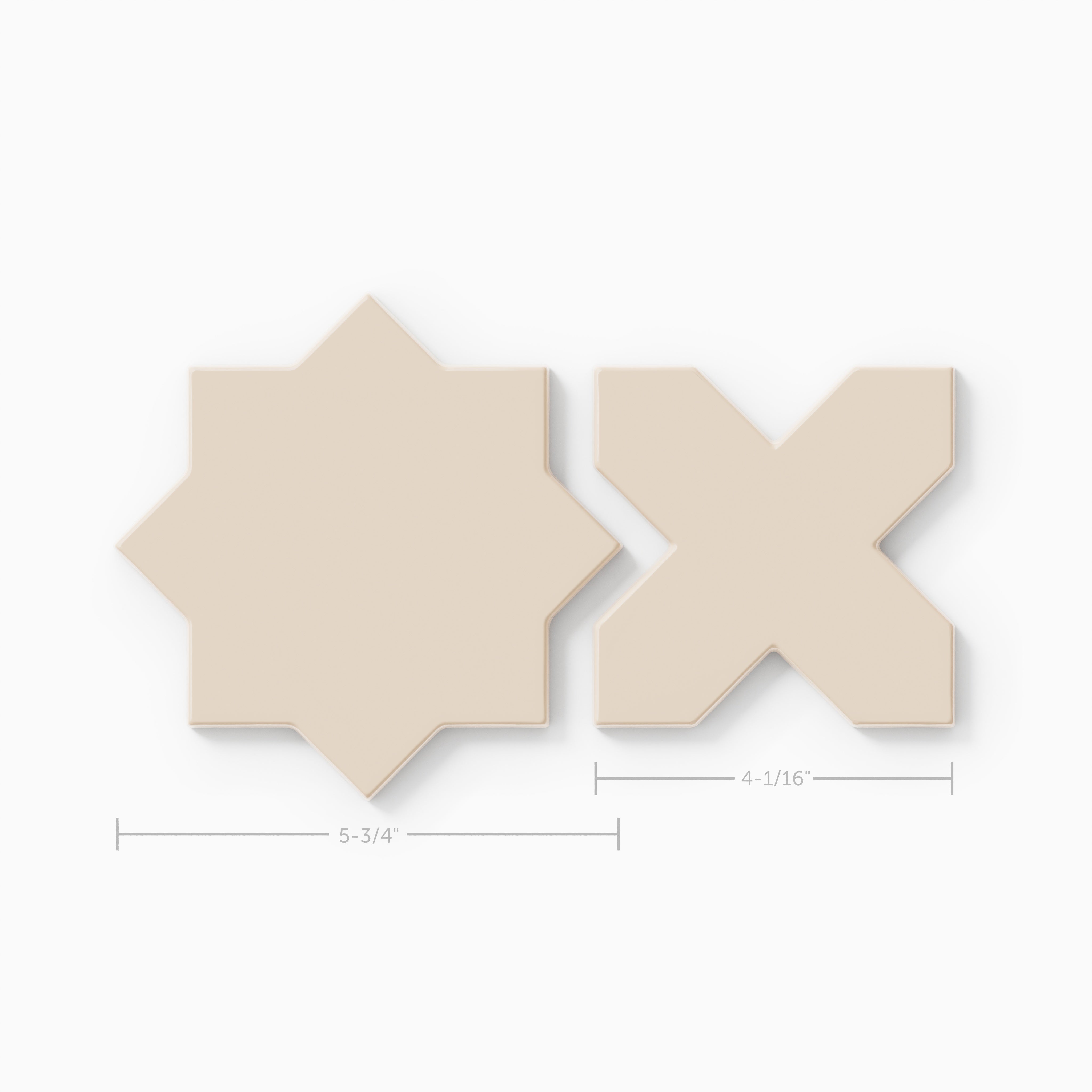 Mini Star & Cross Original Ceramic Tile in Ivory Gloss