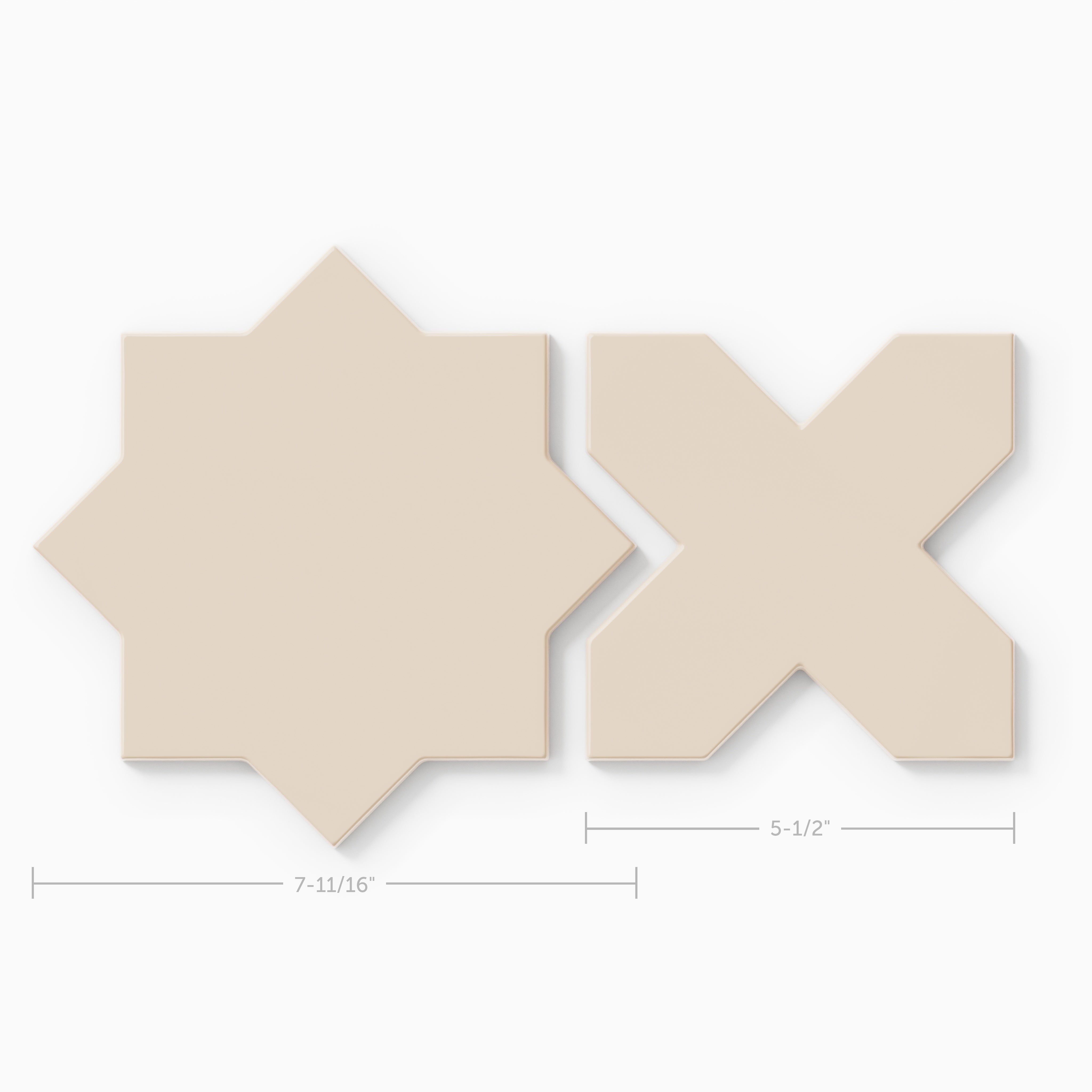 Star & Cross Original Ceramic Tile in Ivory Gloss