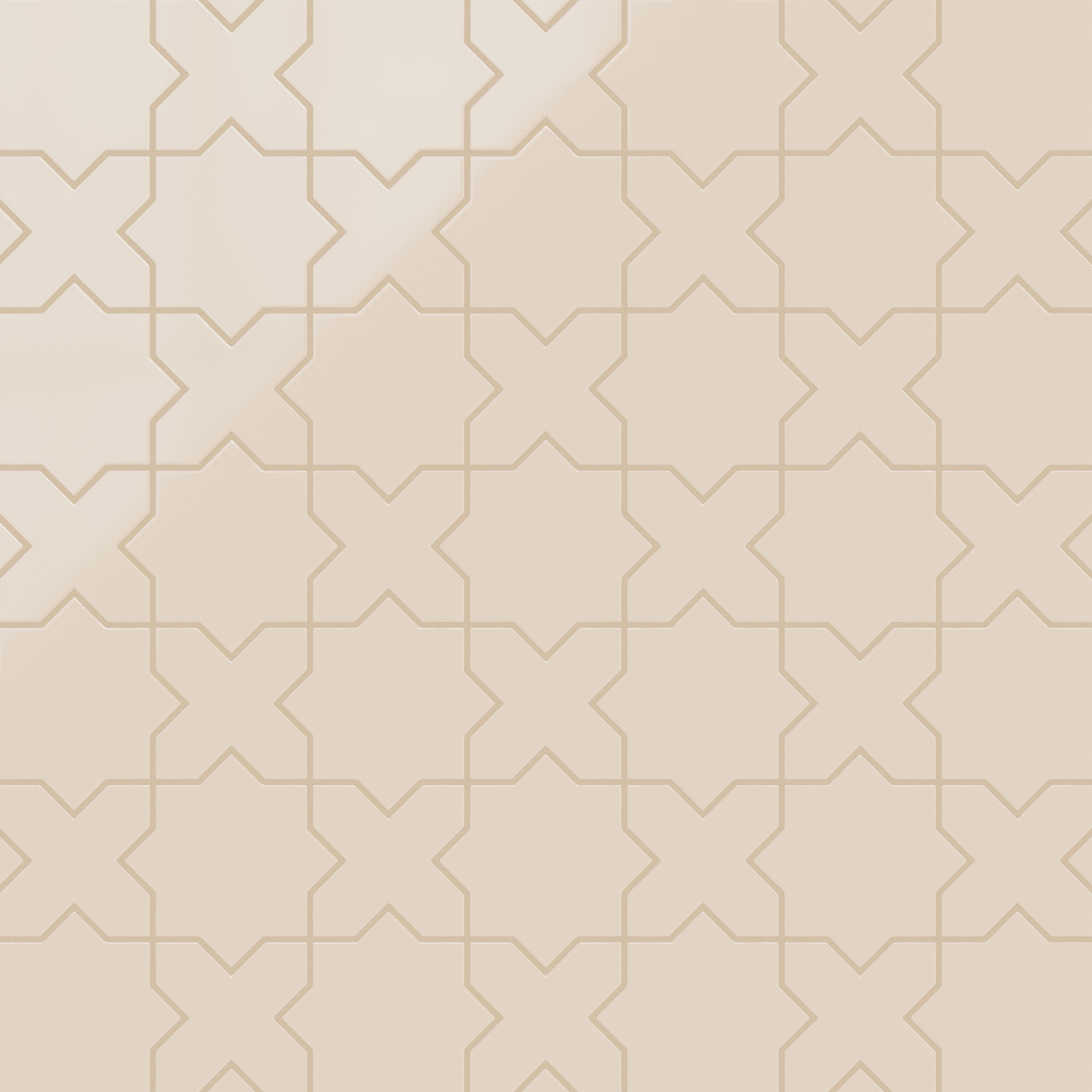 Star & Cross Original Ceramic Tile in Ivory Gloss