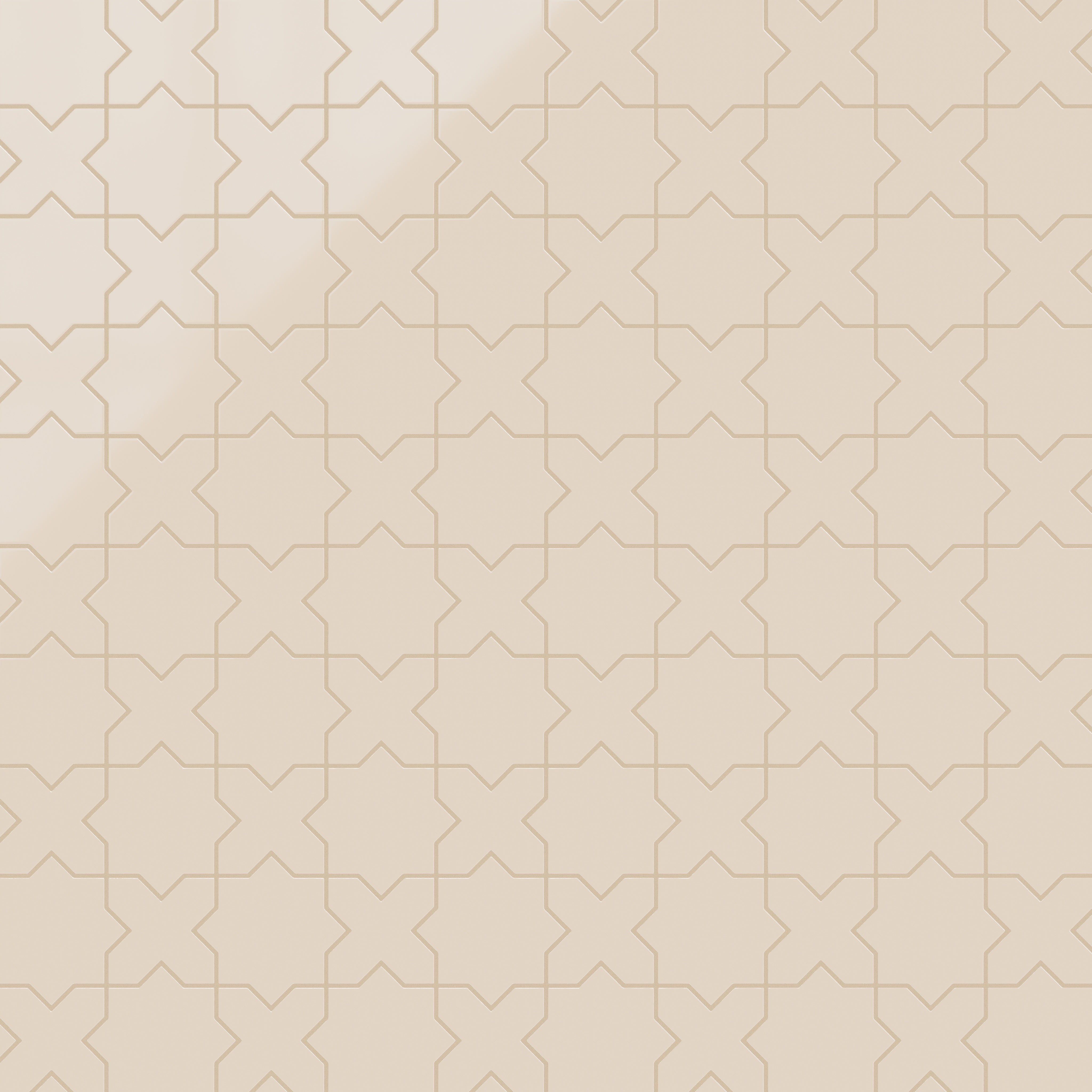 Star & Cross Original Ceramic Tile in Ivory Gloss