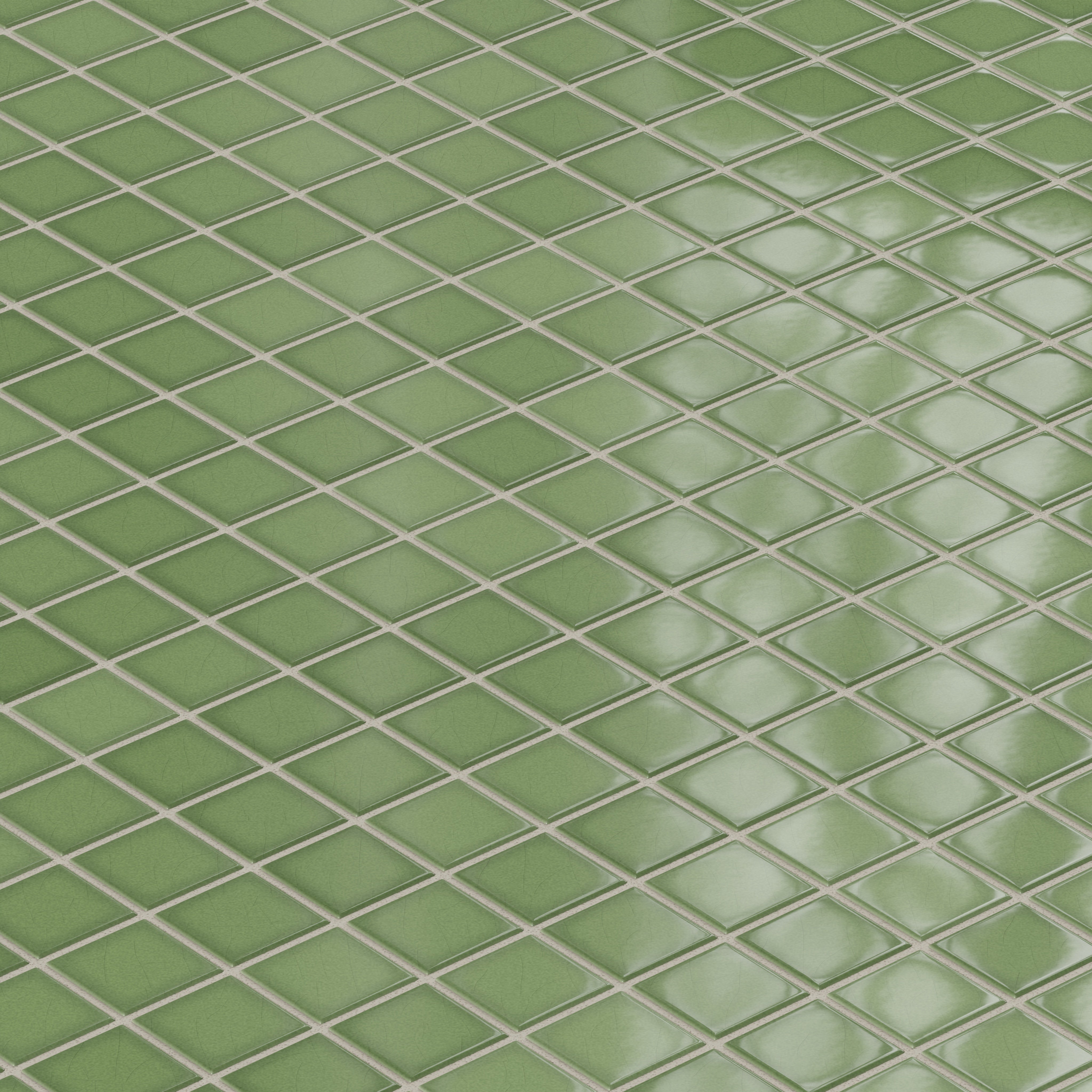 2x2 Straight Set Sheeted Original Ceramic Mosaic Tile in Kelp Gloss