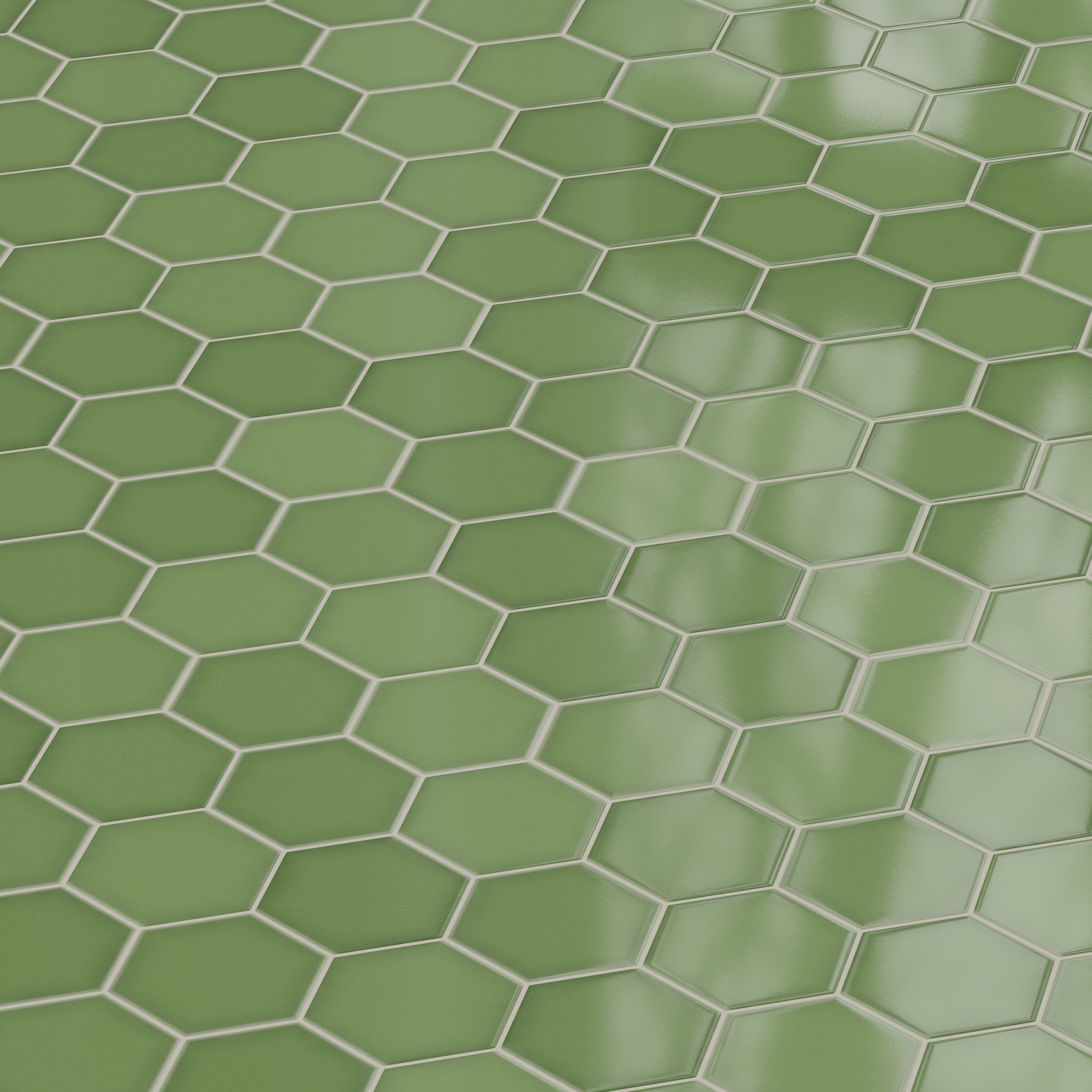 8" Hexagon Original Ceramic Tile in Kelp Gloss