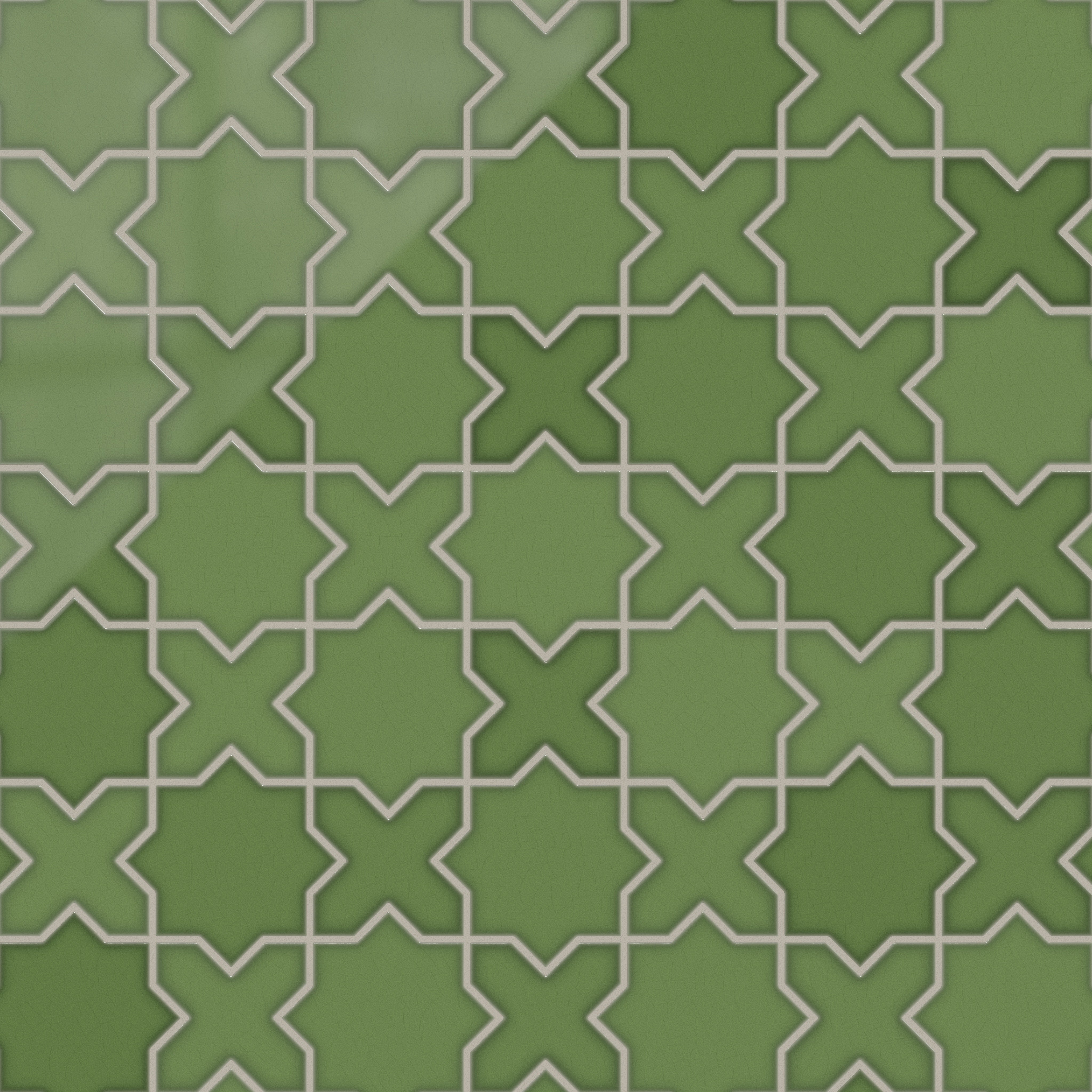 Star & Cross Original Ceramic Tile in Kelp Gloss