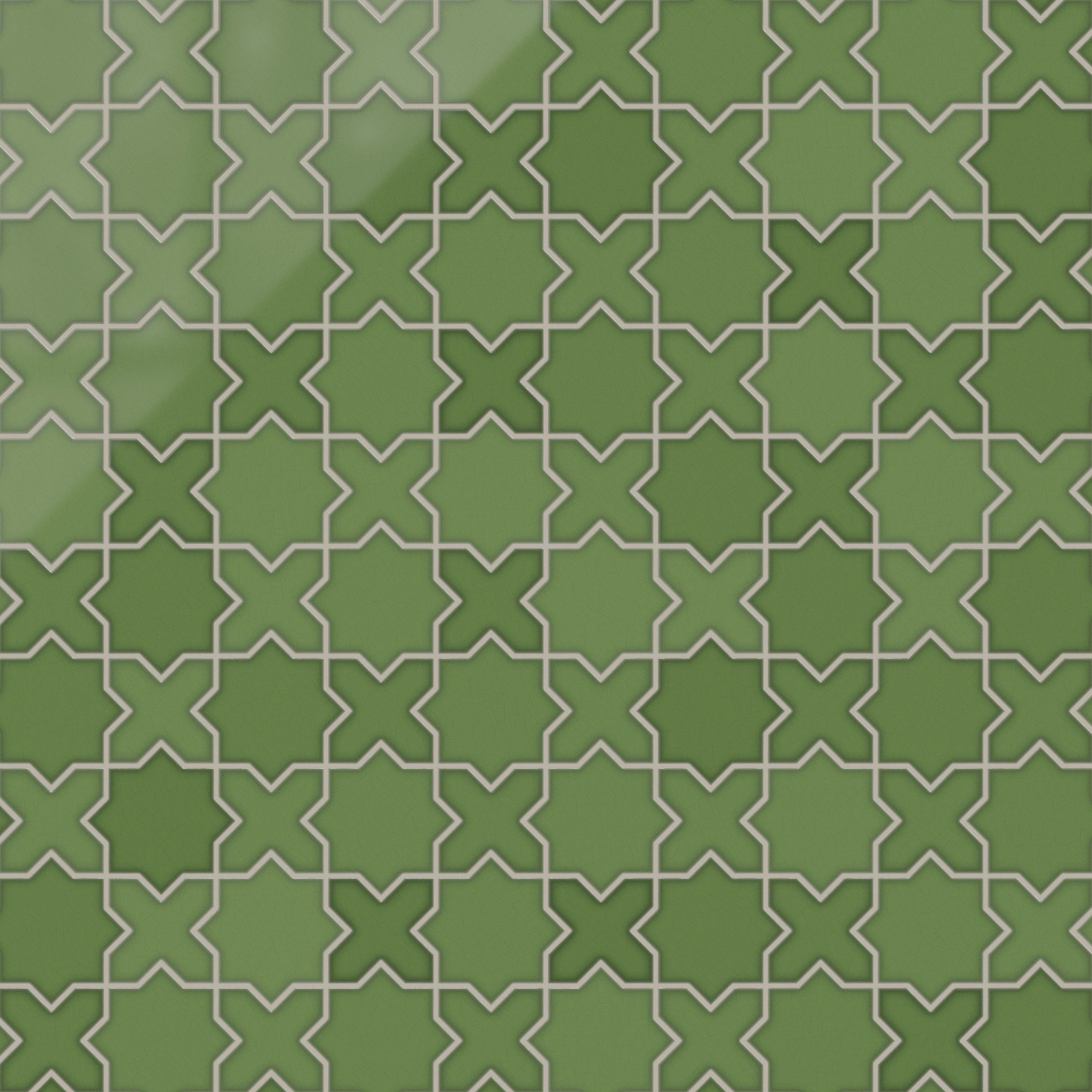 Star & Cross Original Ceramic Tile in Kelp Gloss